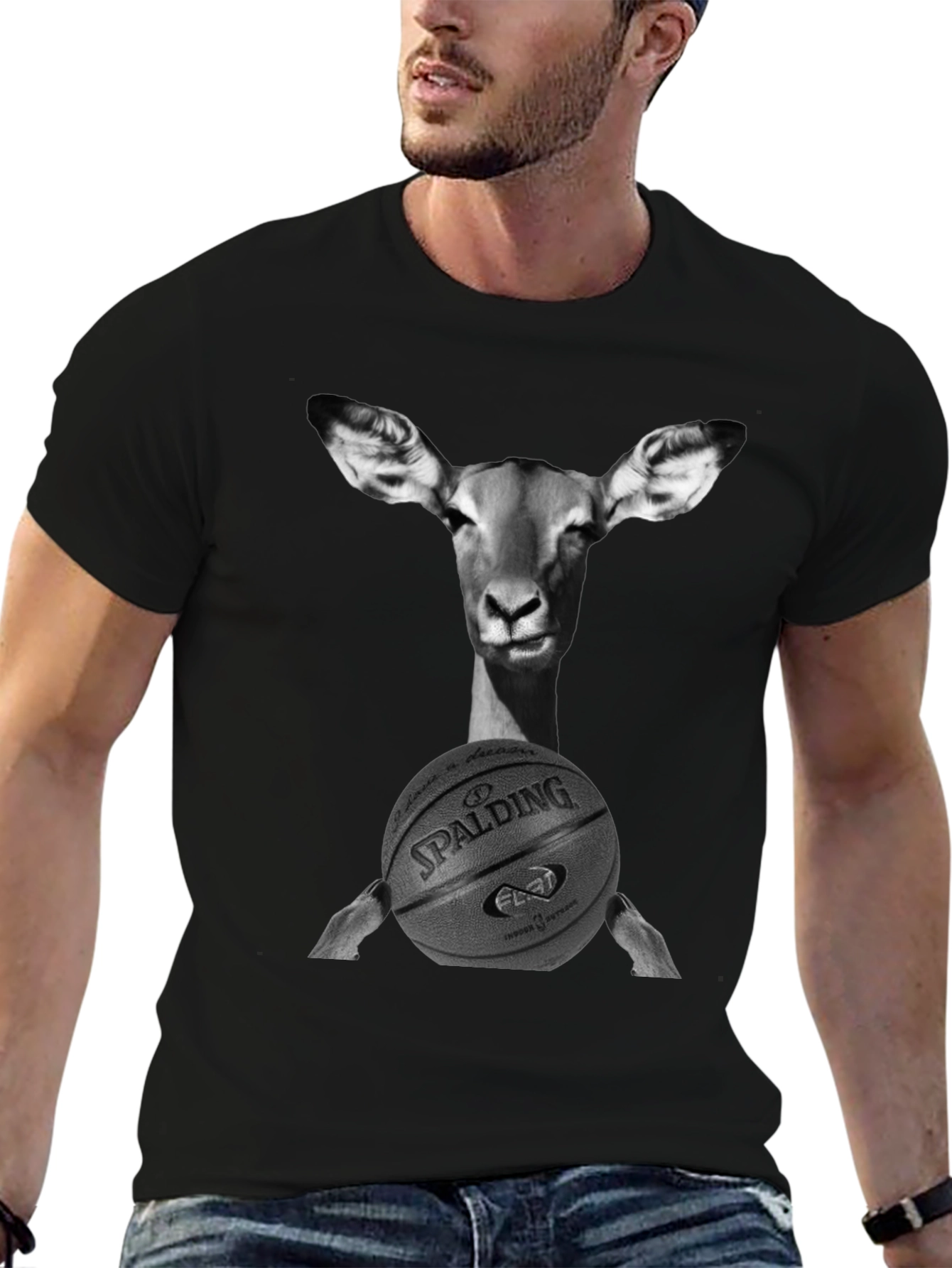 Deer Holding Basketball Graphic Tee