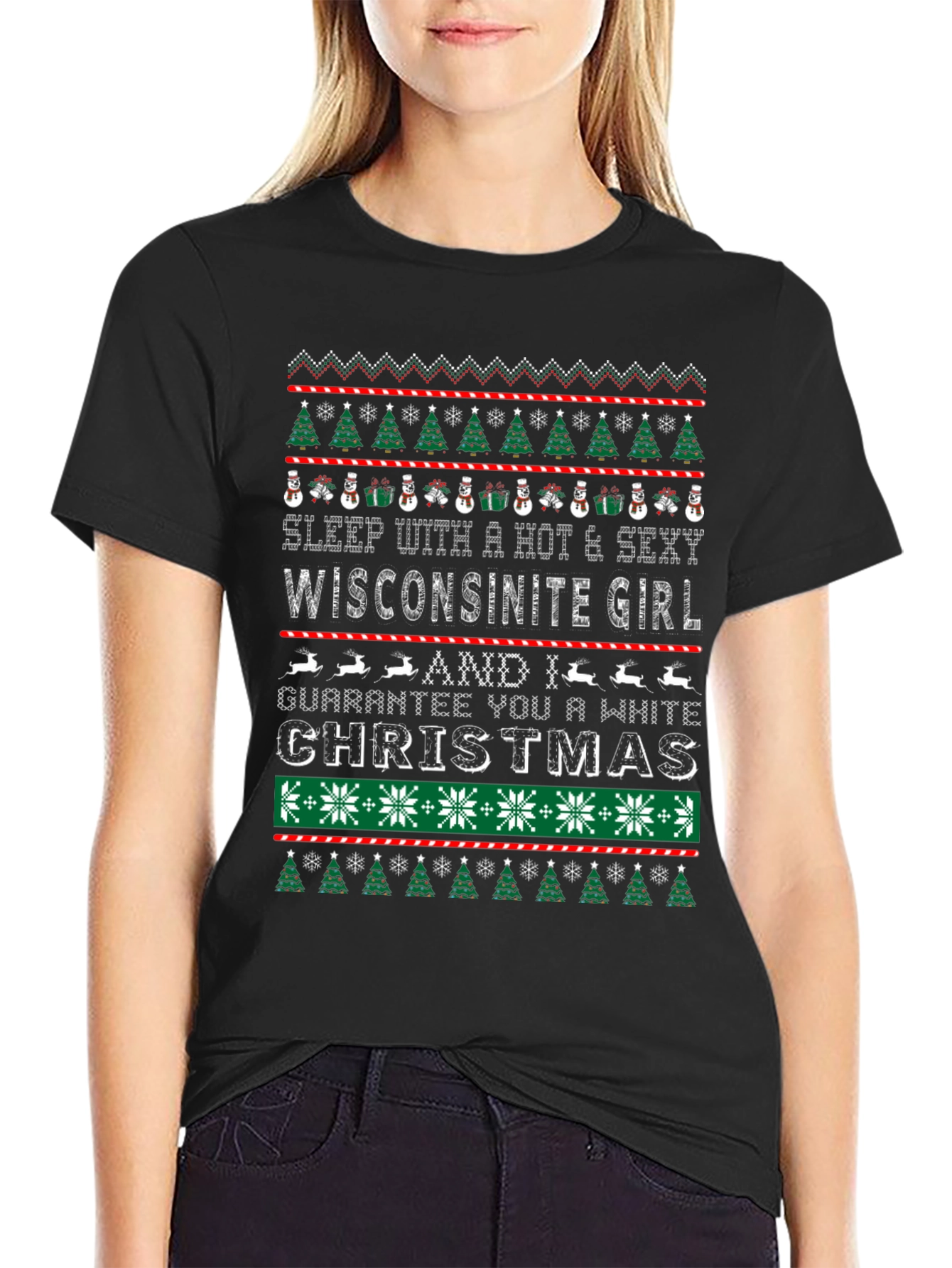 Funny Wisconsinite Girl Christmas T-Shirt