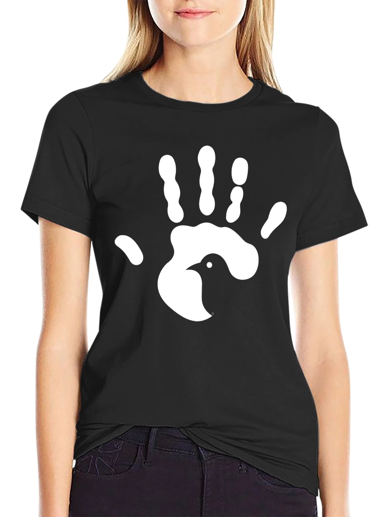 Hand Bird Graphic Tee - Unique Print T-Shirt