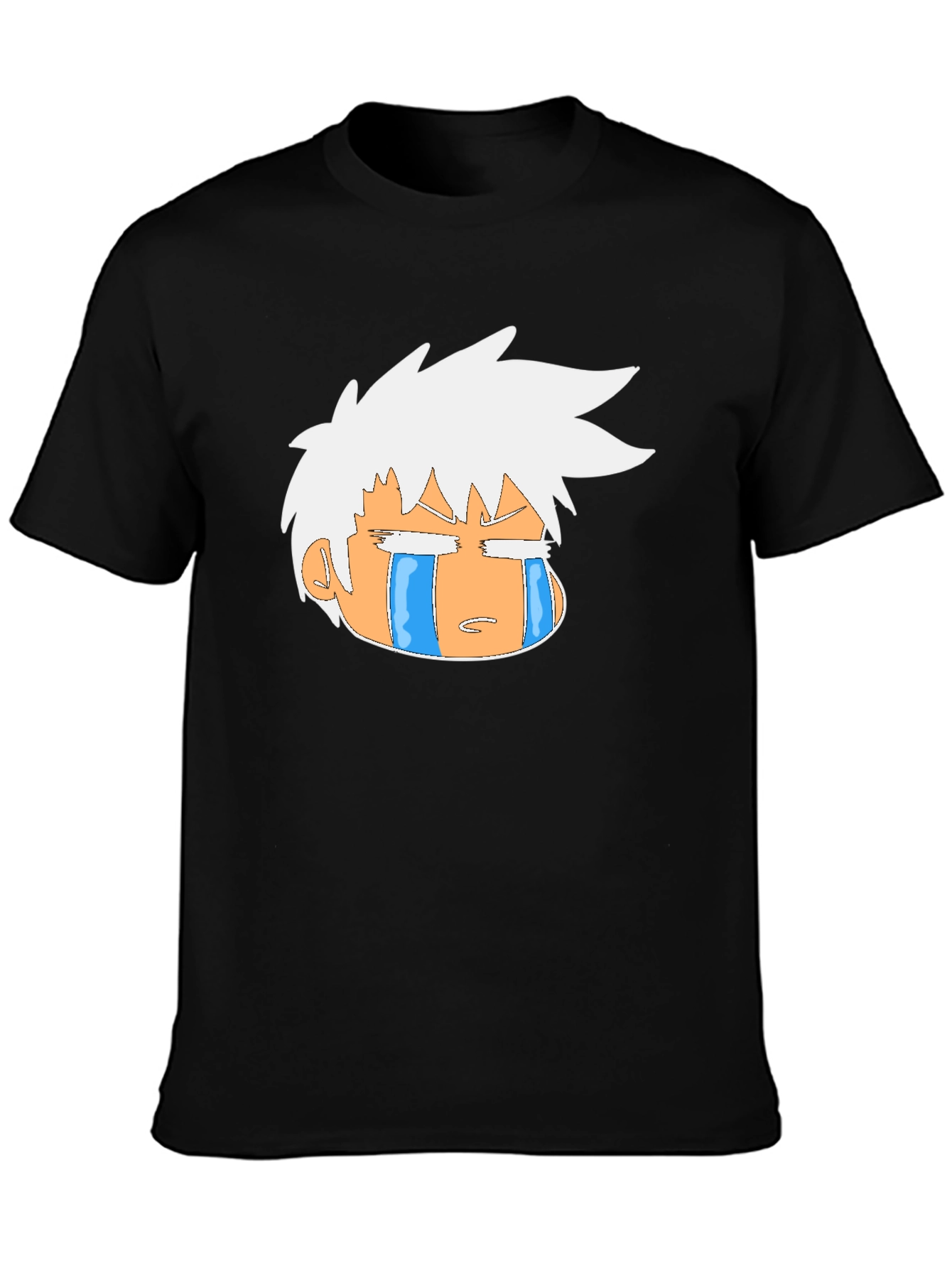 Crying Anime Character Graphic Black T-Shirt