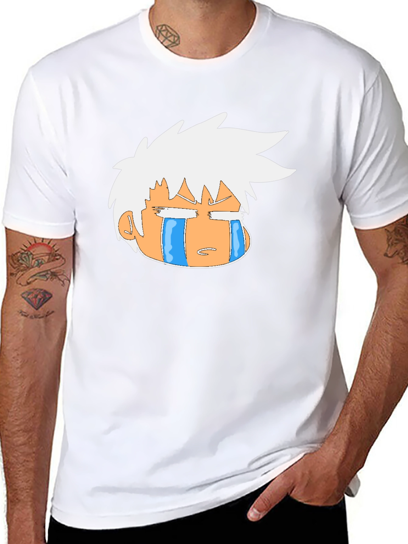 Crying Anime Character Graphic Black T-Shirt