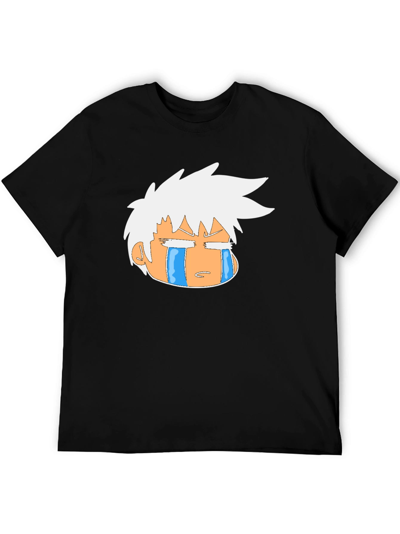 Crying Anime Character Graphic Black T-Shirt