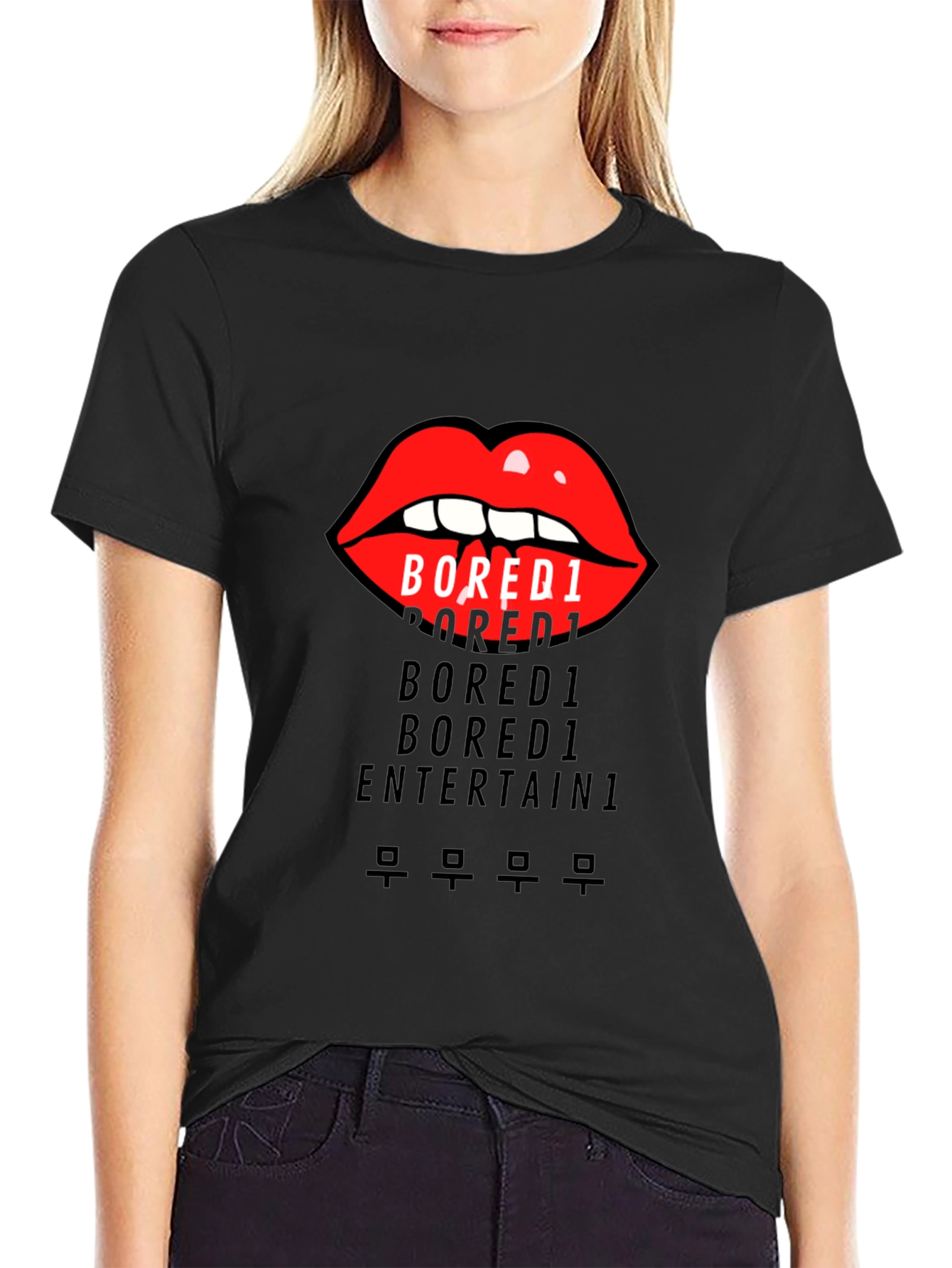 Bored1 Lips Graphic Black T-Shirt