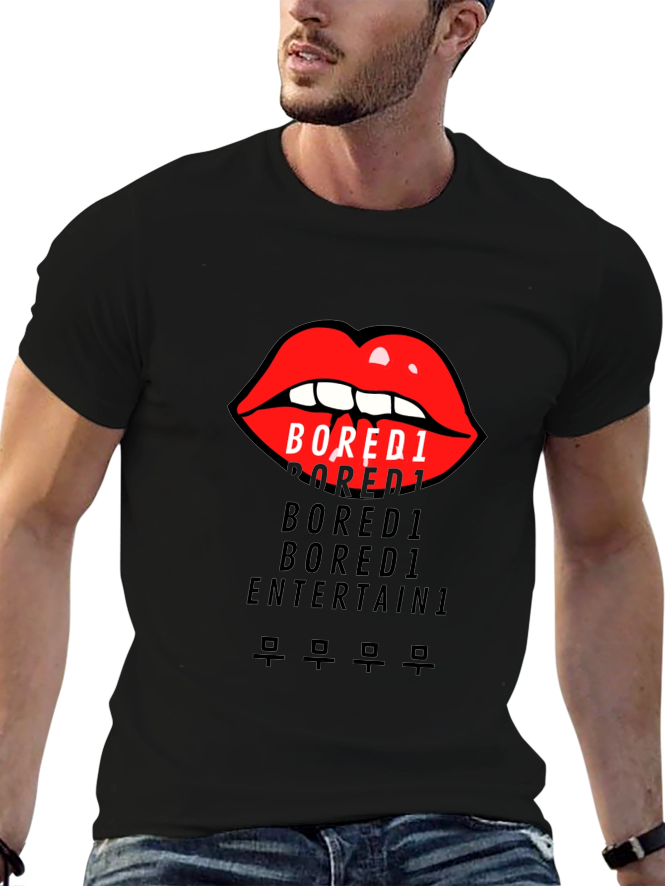 Bored1 Lips Graphic Black T-Shirt