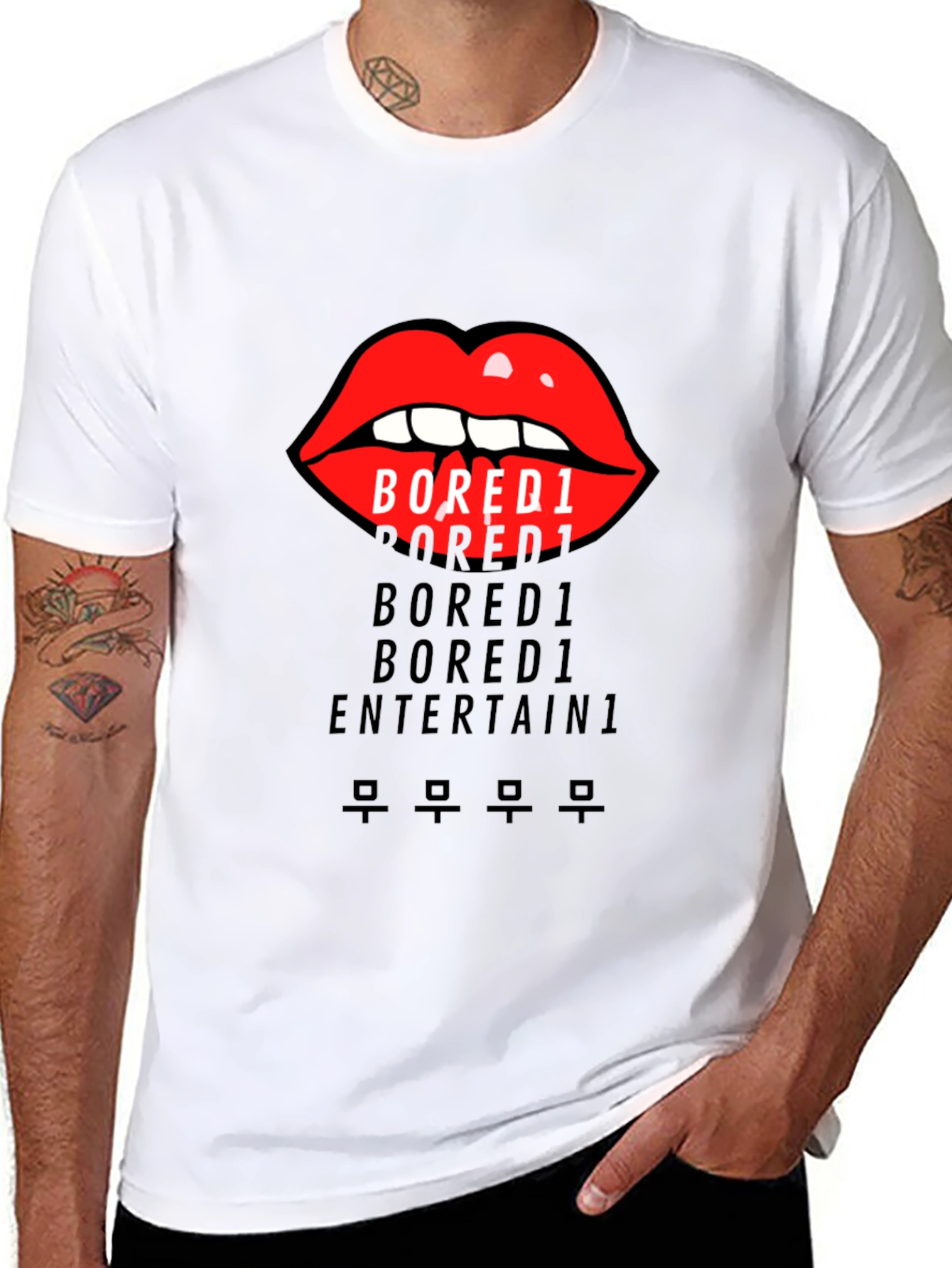 Bored1 Lips Graphic Black T-Shirt