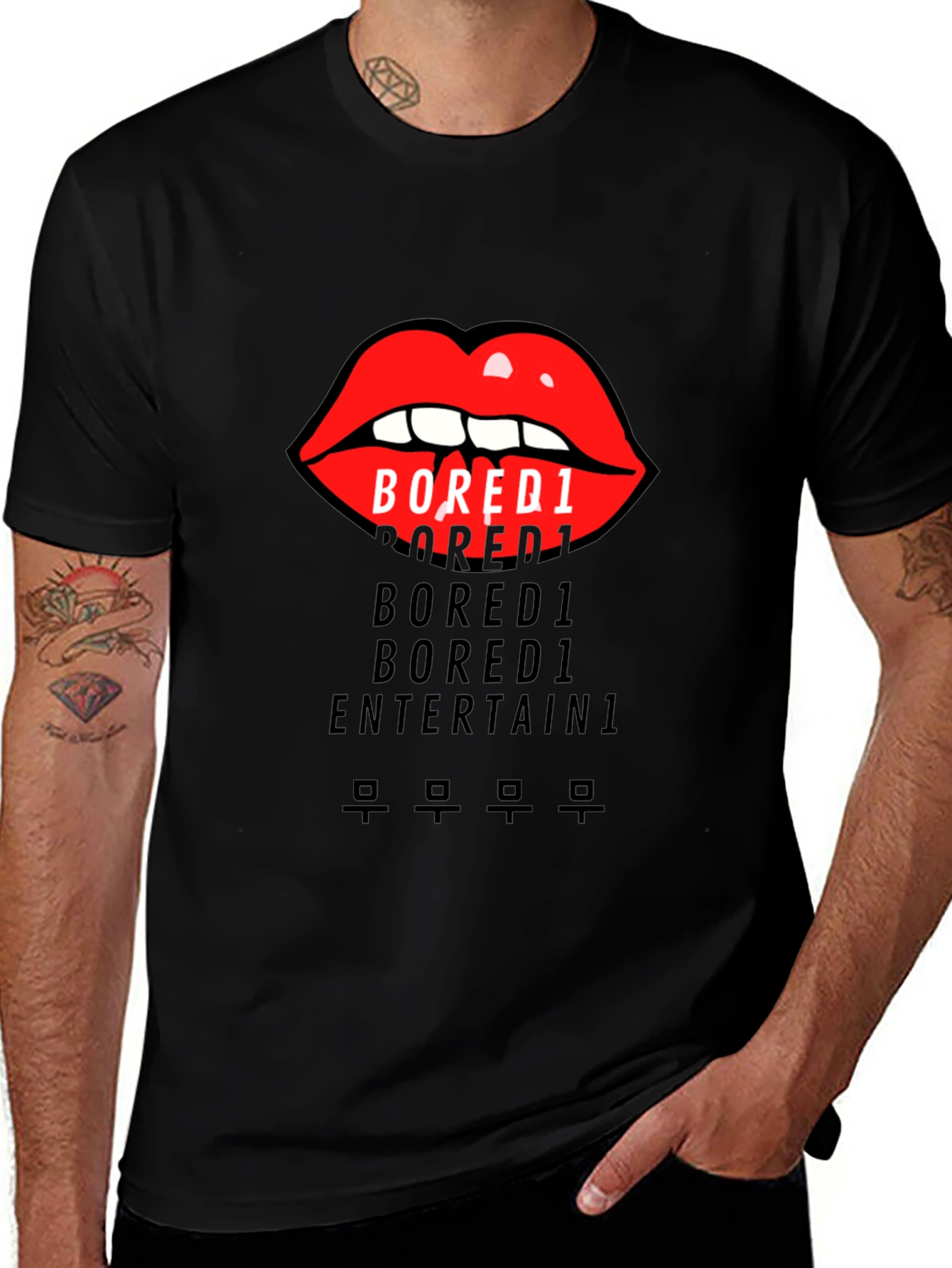 Bored1 Lips Graphic Black T-Shirt