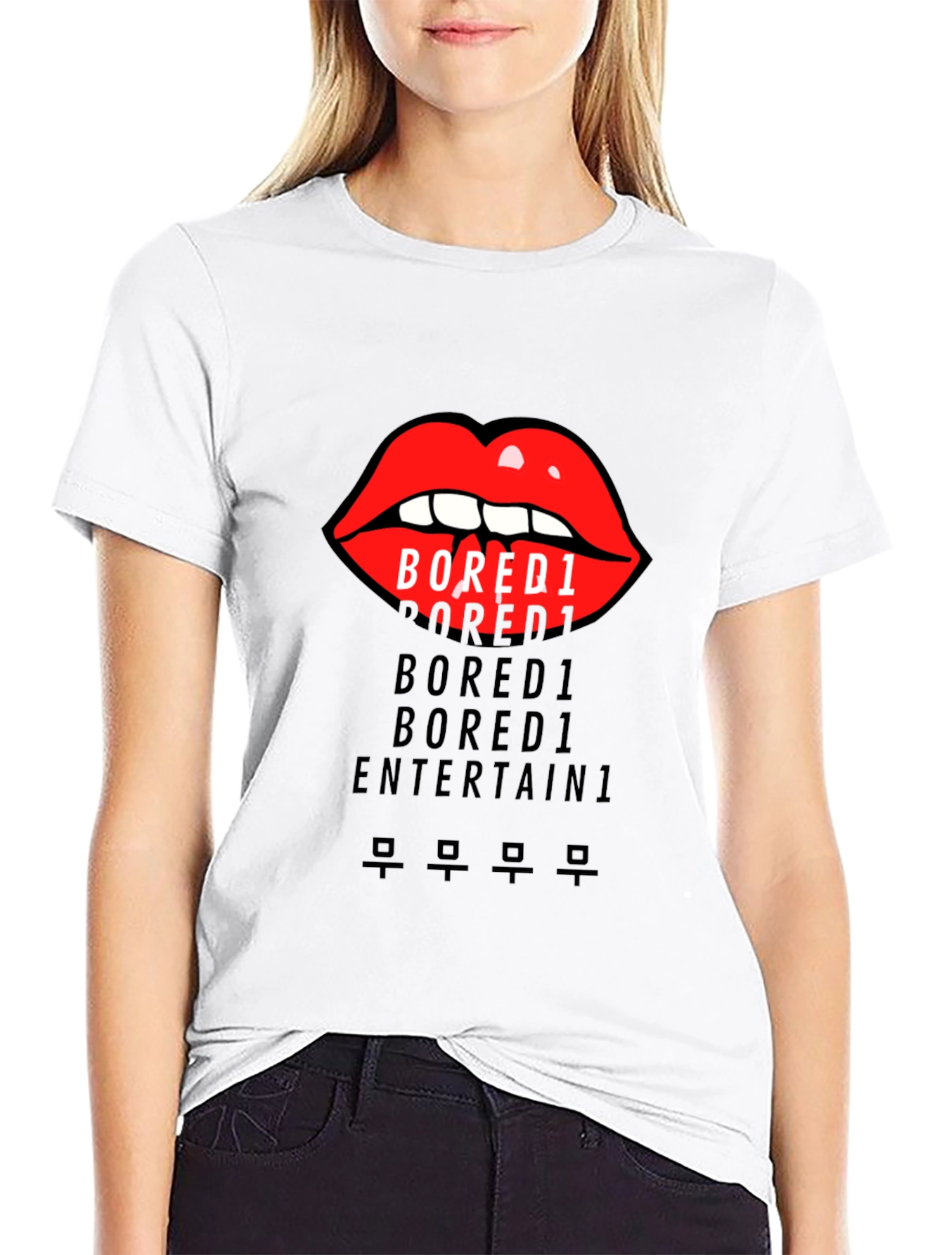 Bored1 Lips Graphic Black T-Shirt