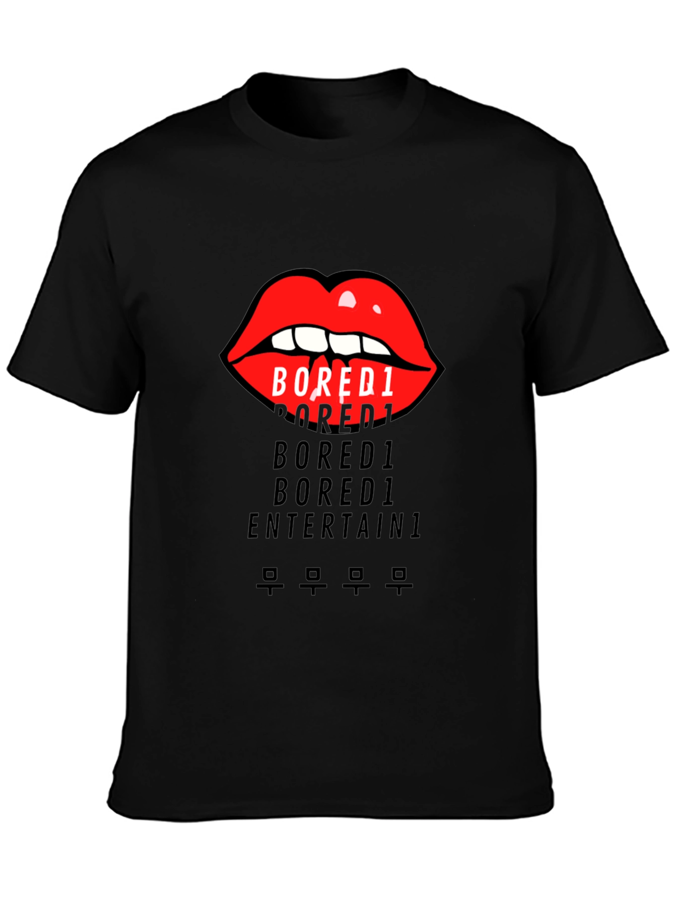 Bored1 Lips Graphic Black T-Shirt