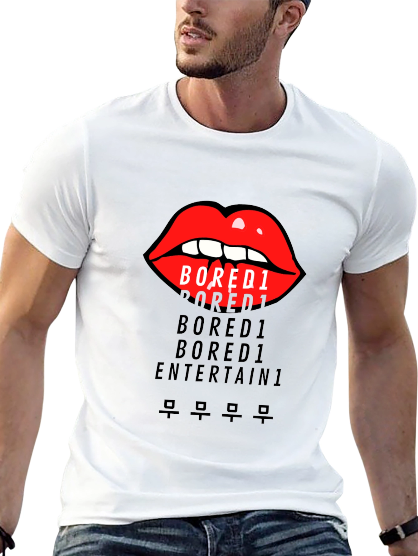 Bored1 Lips Graphic Black T-Shirt