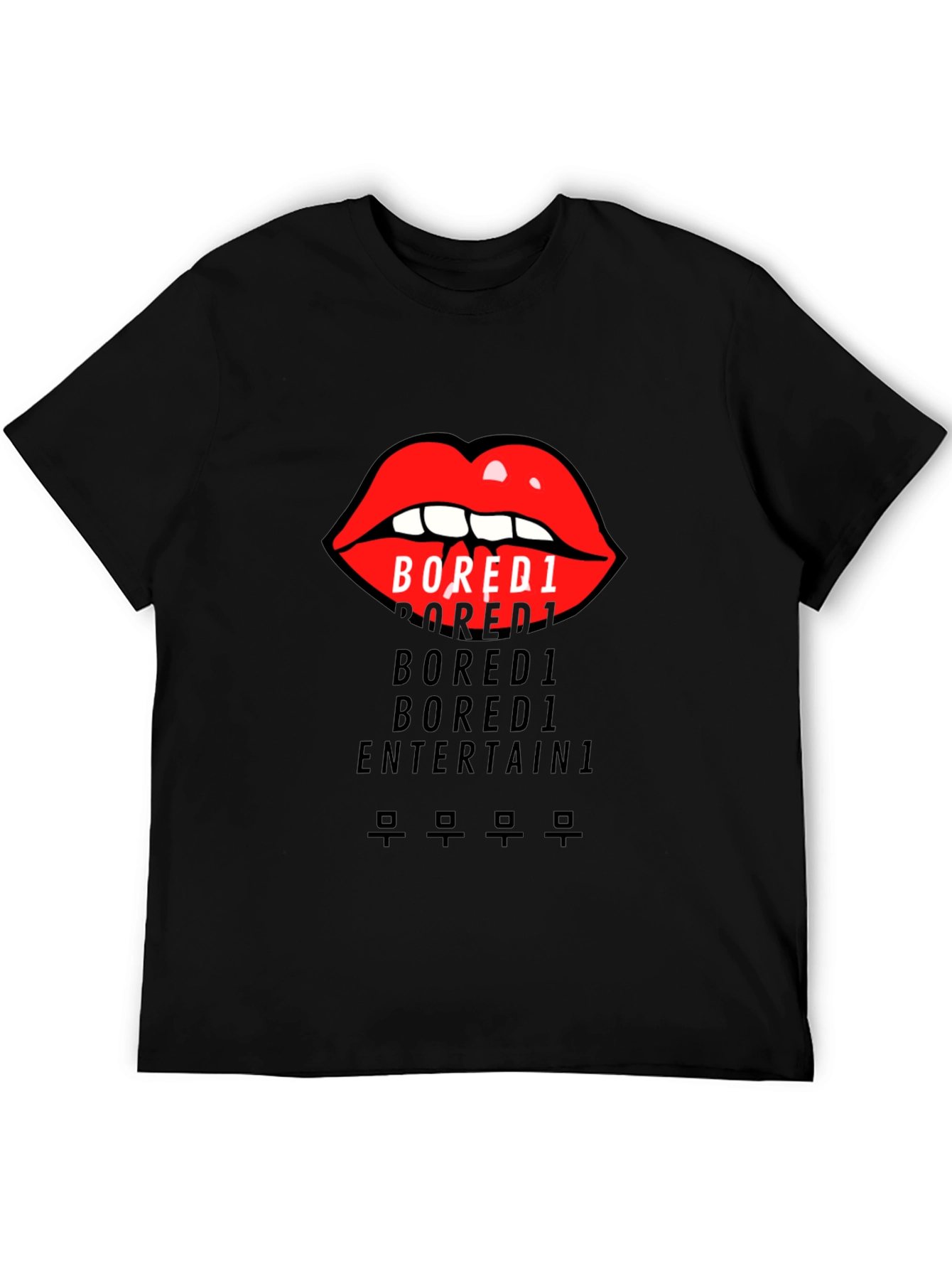 Bored1 Lips Graphic Black T-Shirt