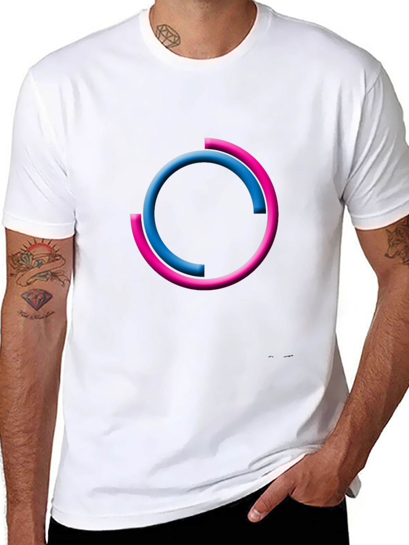 Modern Circle Design Black T-Shirt