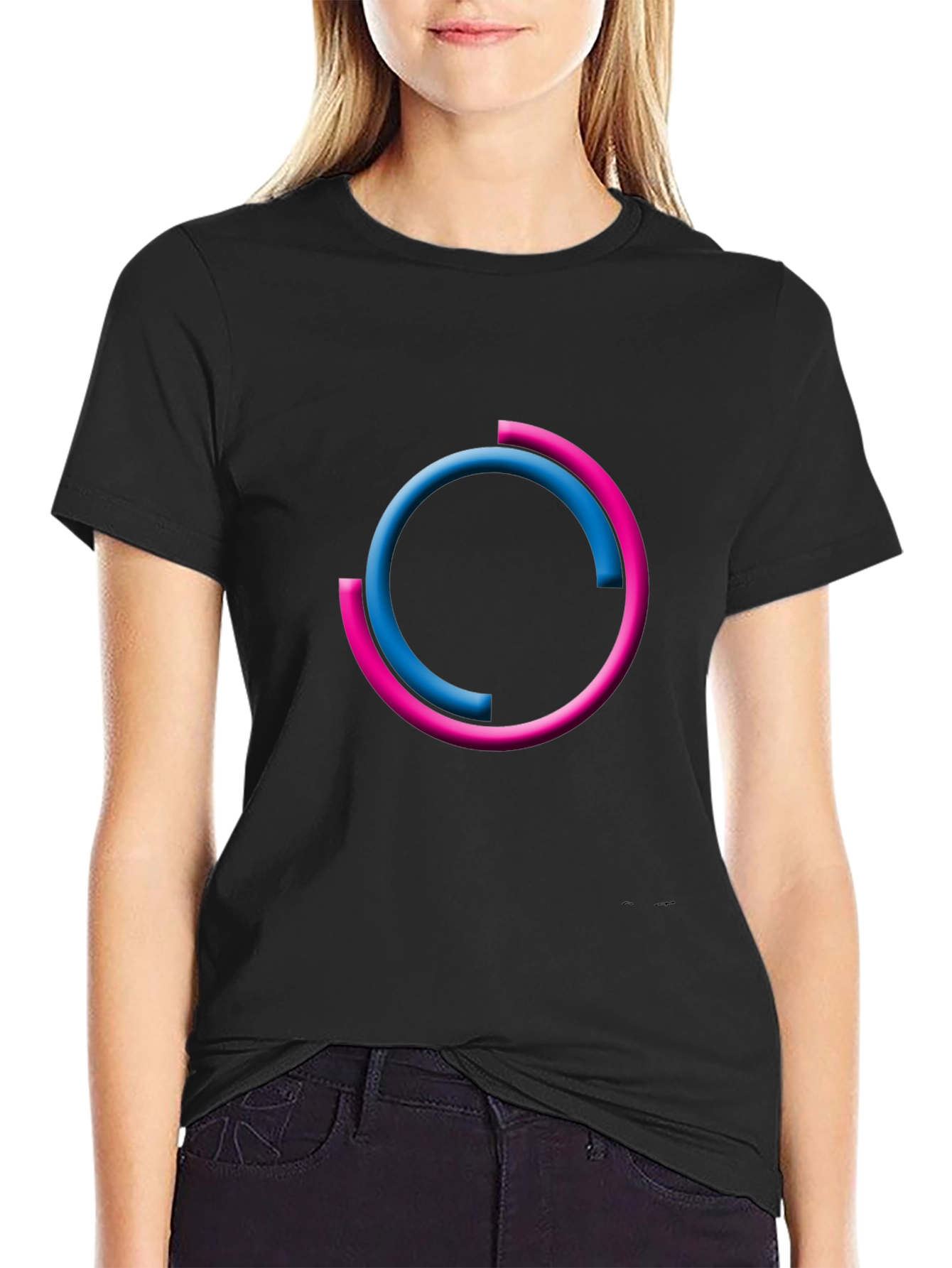Modern Circle Design Black T-Shirt