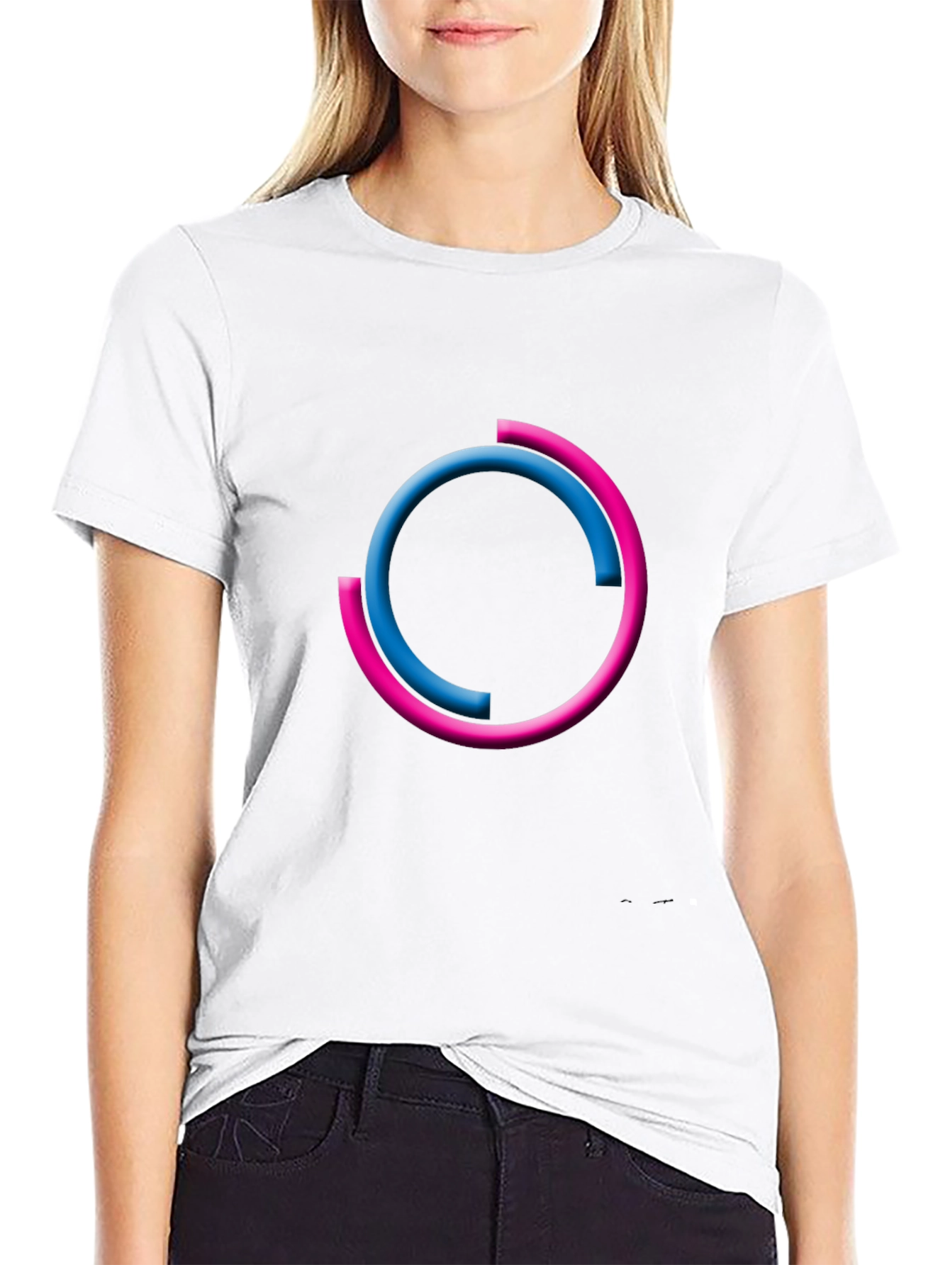 Modern Circle Design Black T-Shirt
