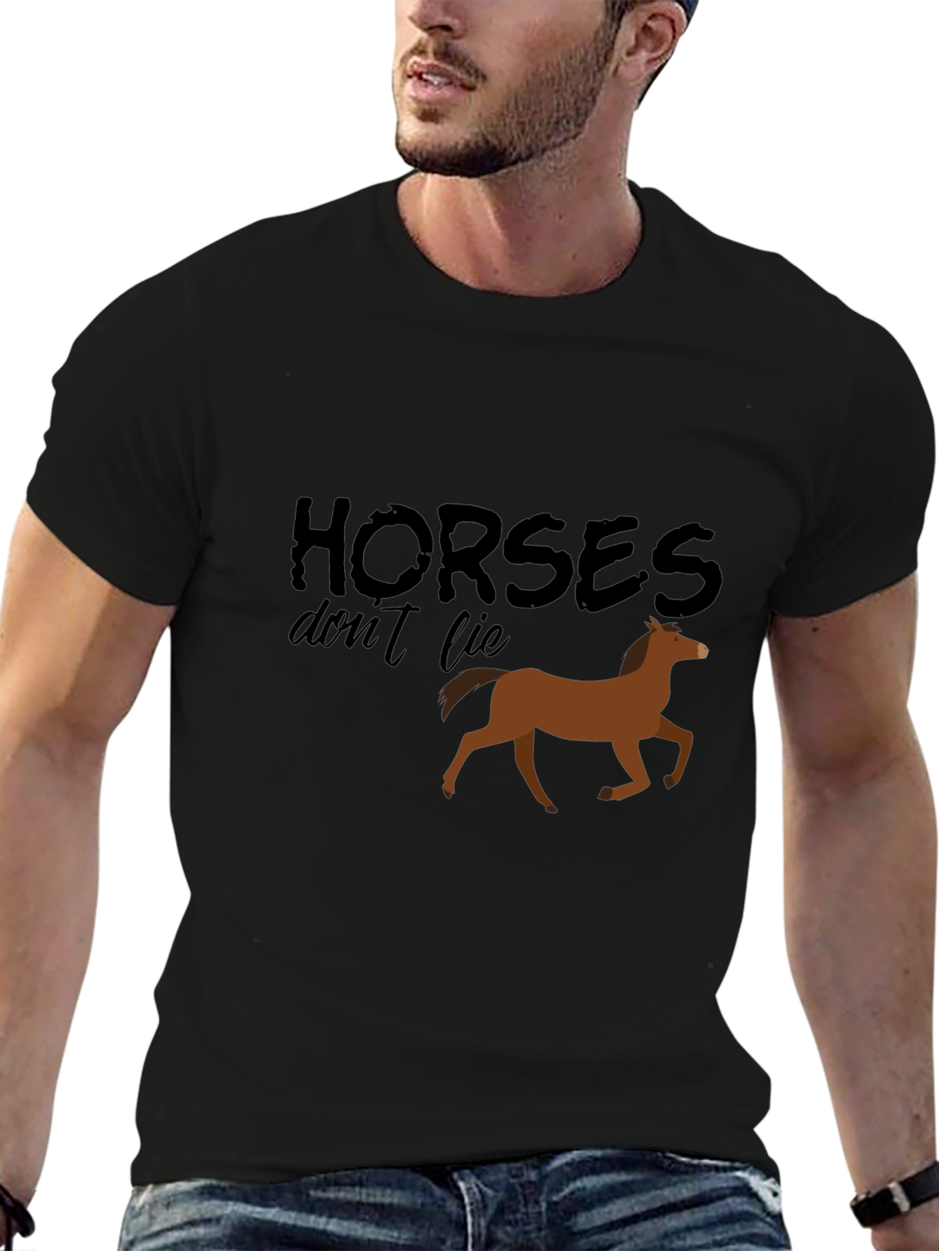 Horses Dont Lie Black Graphic Tee