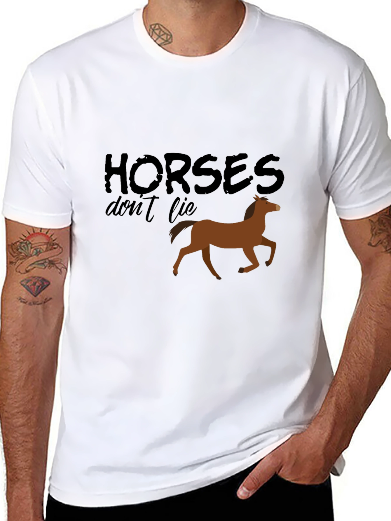 Horses Dont Lie Black Graphic Tee