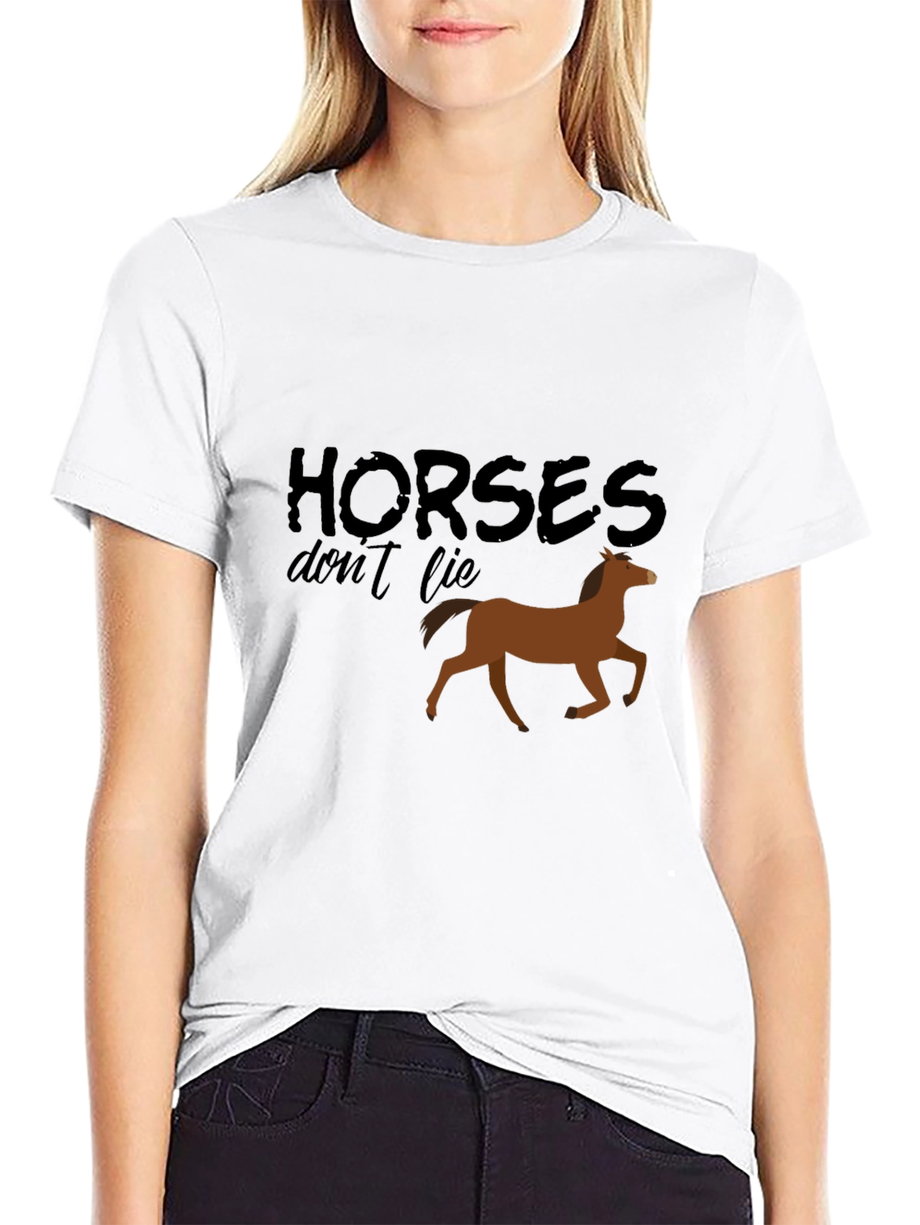 Horses Dont Lie Black Graphic Tee
