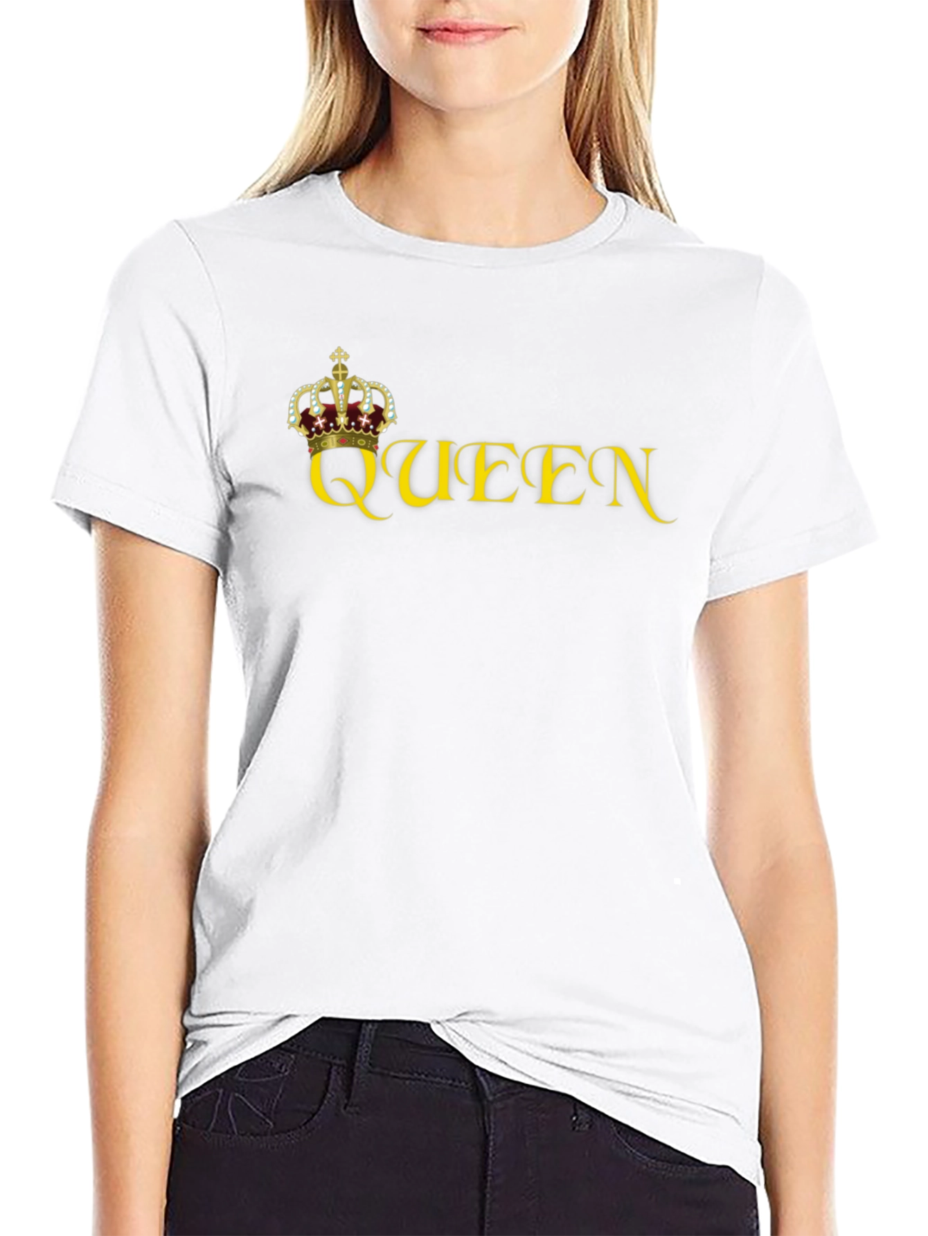 Queen Crown Graphic Print Tee - Black