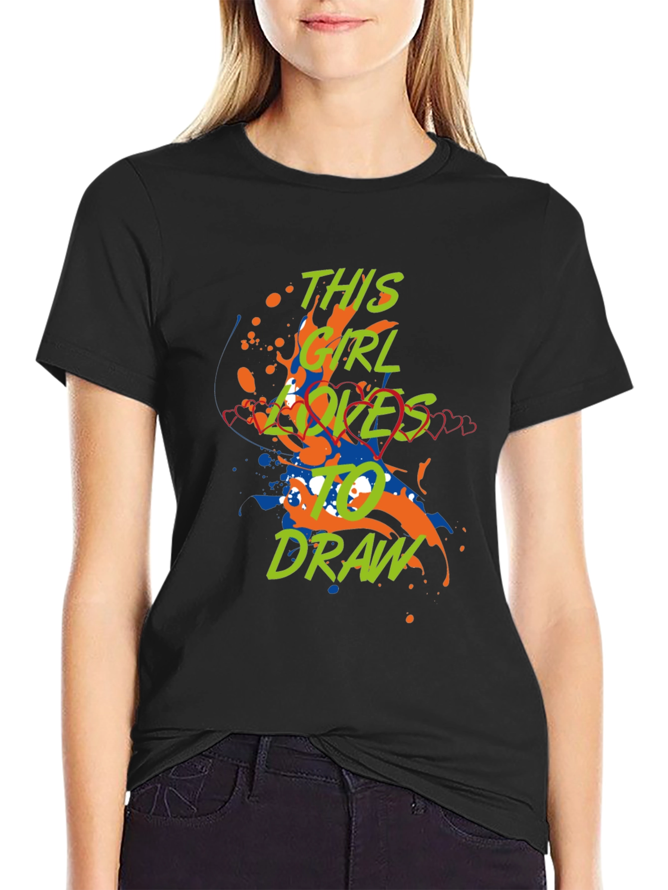 Girl Loves to Draw Graphic Tee - Artsy Design