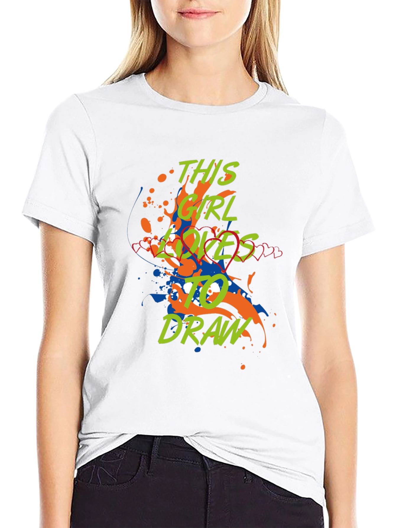Girl Loves to Draw Graphic Tee - Artsy Design