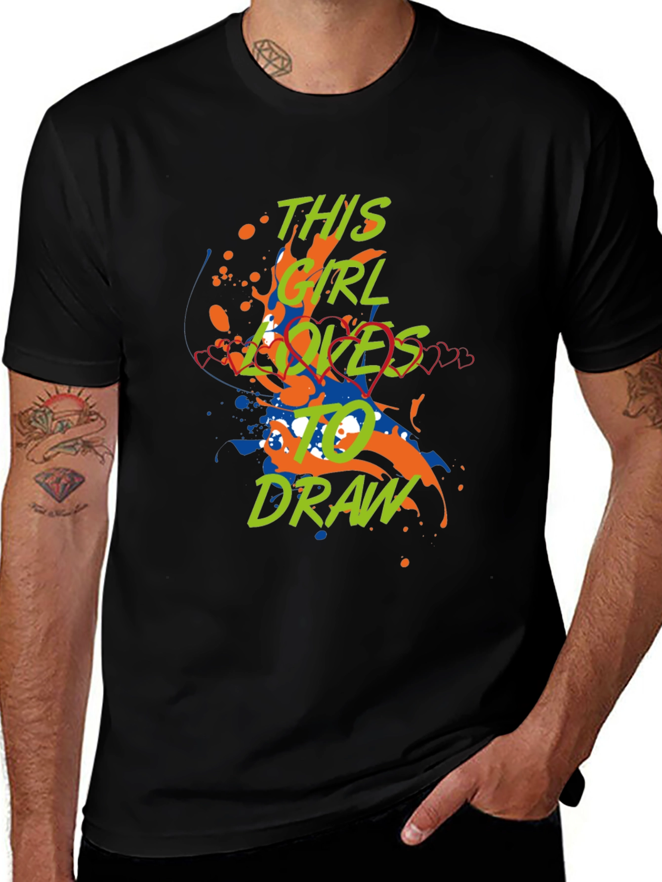 Girl Loves to Draw Graphic Tee - Artsy Design