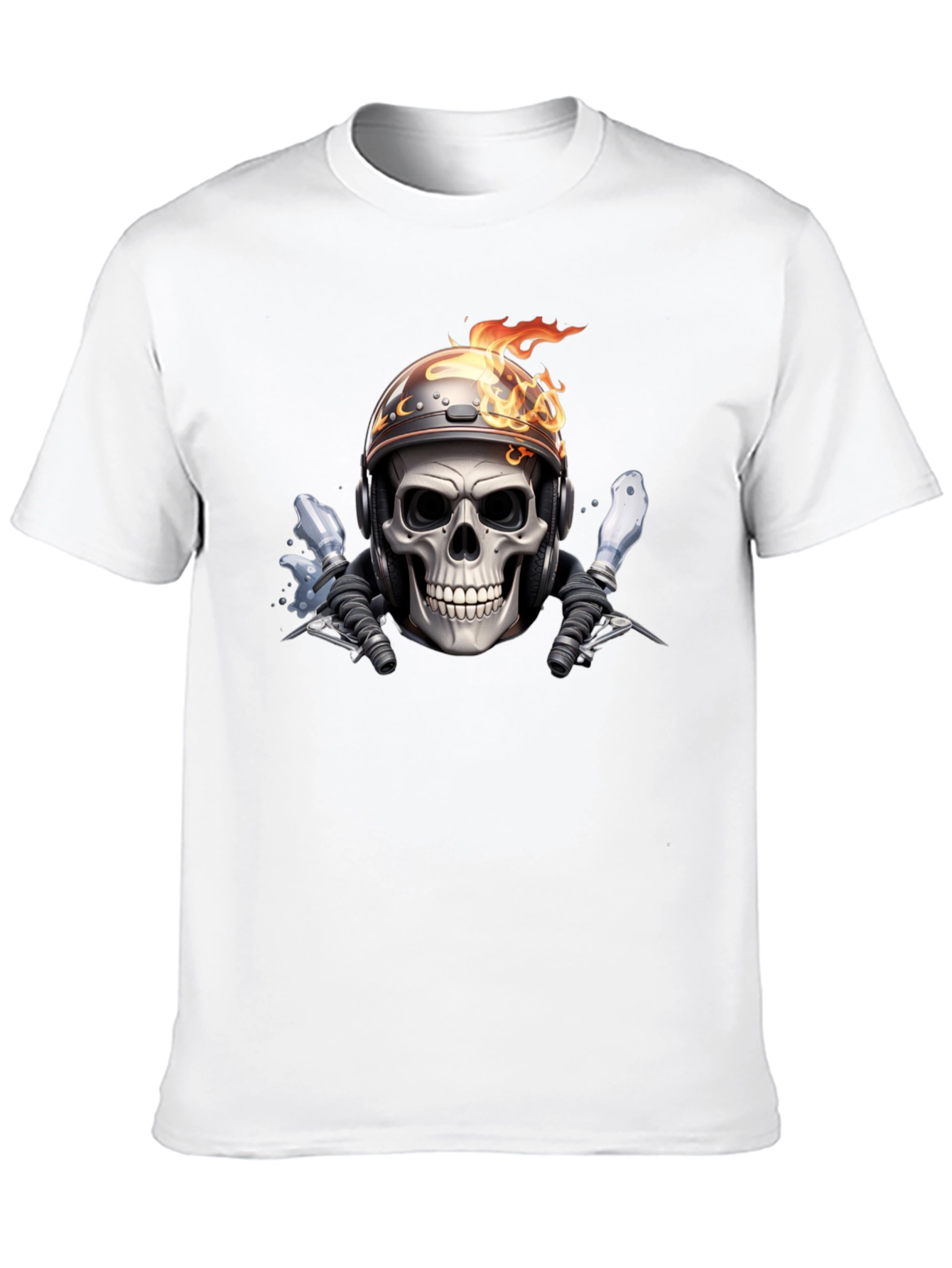 Fiery Rider Skull Graphic Tee
