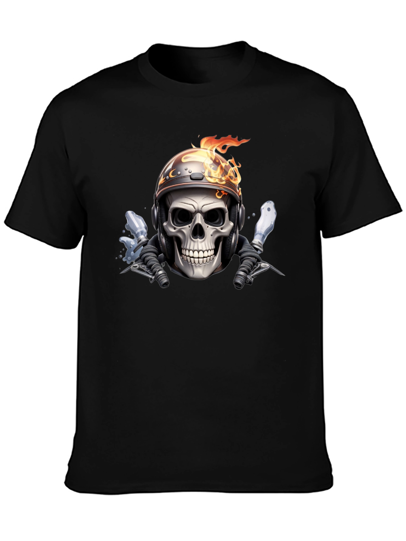 Fiery Rider Skull Graphic Tee