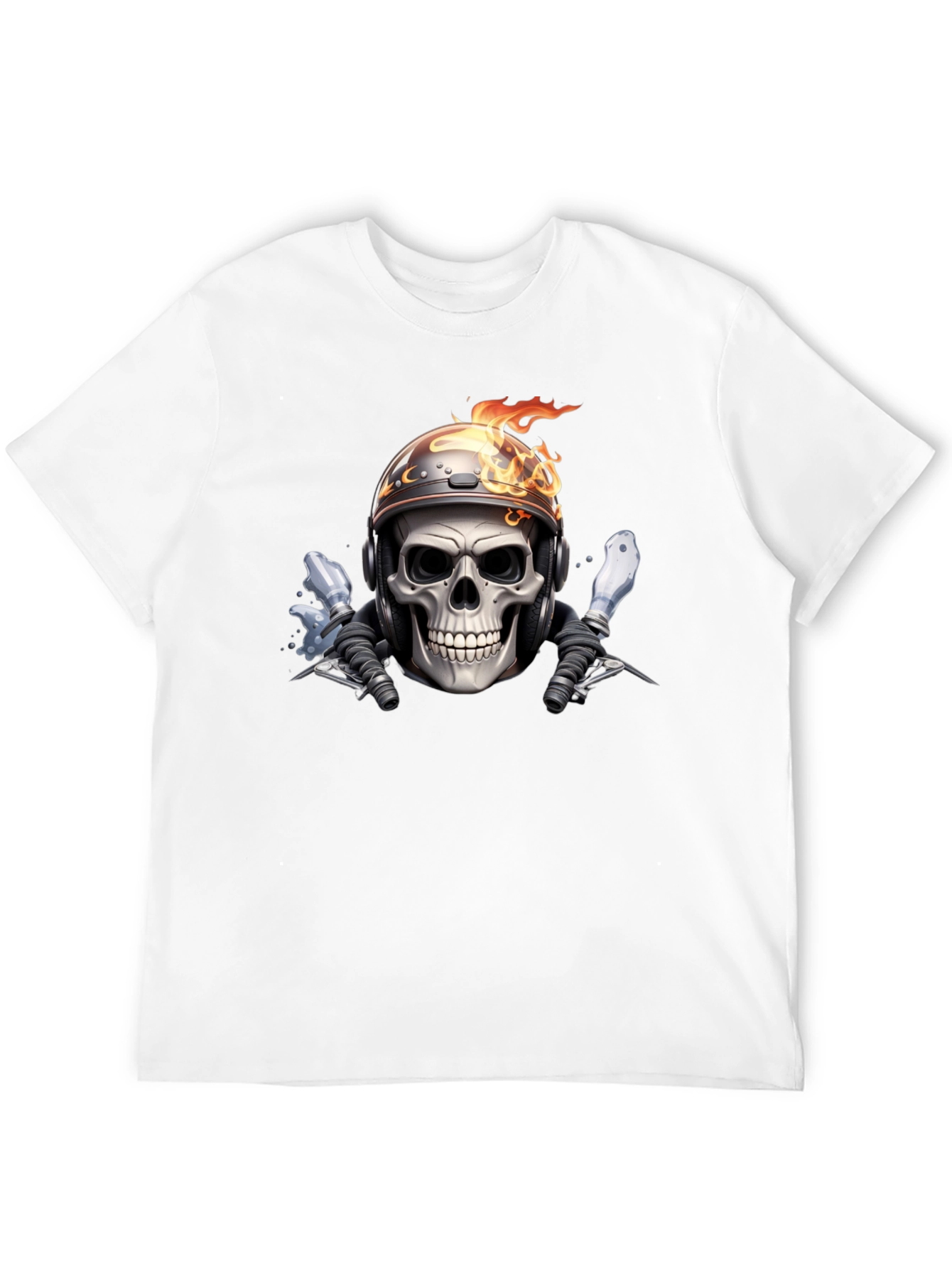 Fiery Rider Skull Graphic Tee