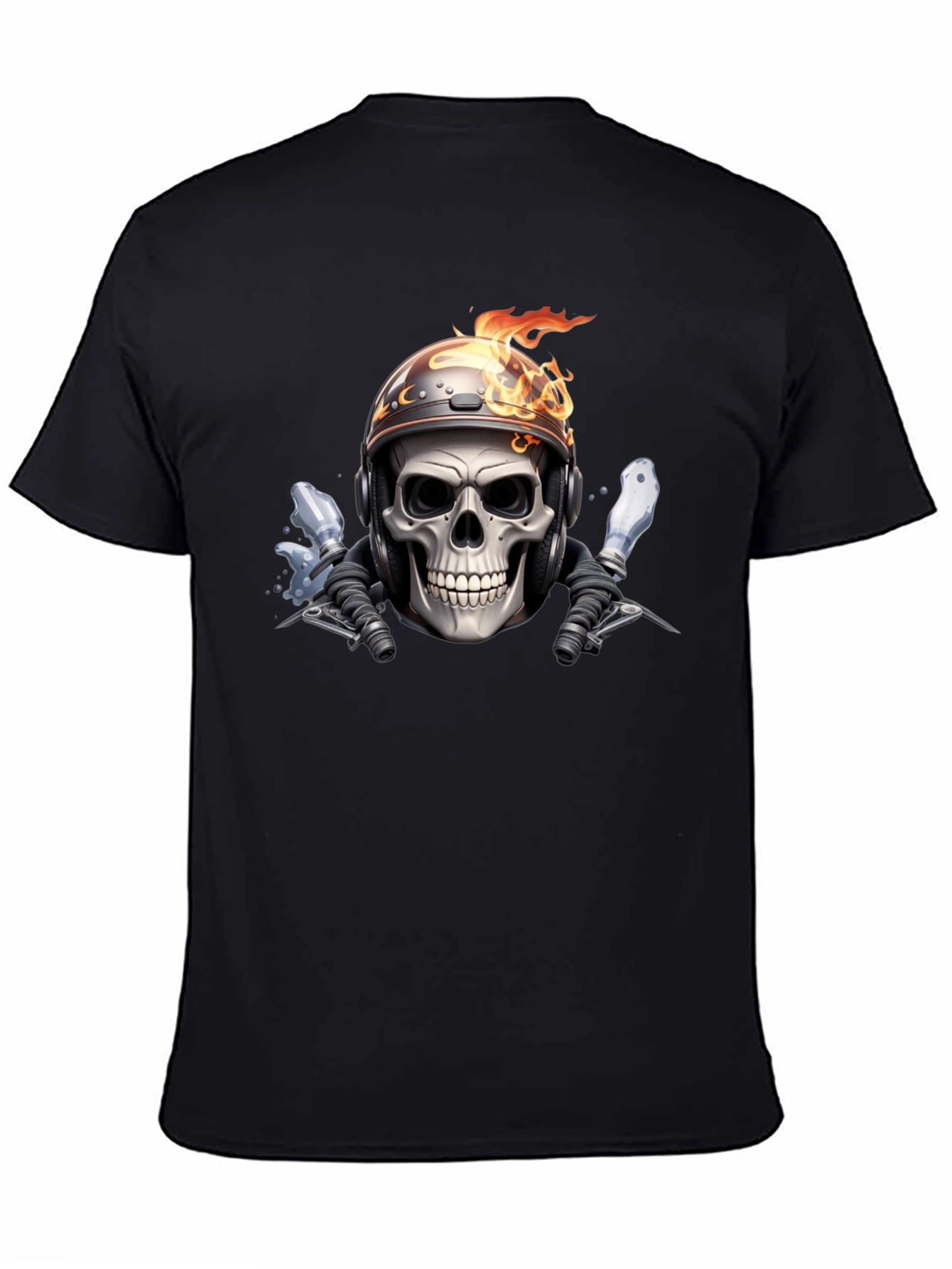 Fiery Rider Skull Graphic Tee