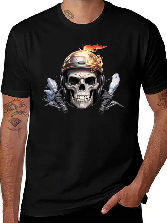 Fiery Rider Skull Graphic Tee