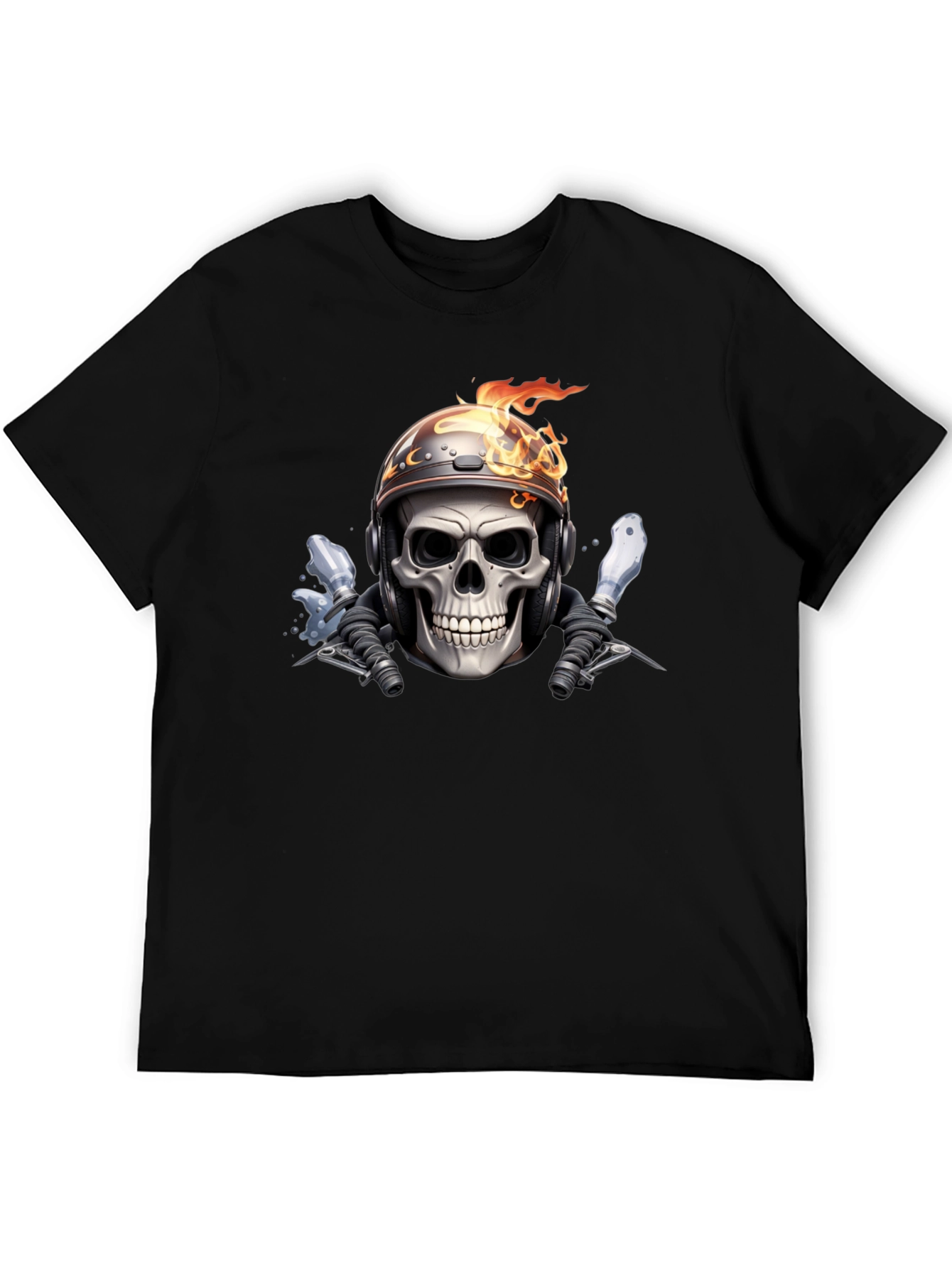 Fiery Rider Skull Graphic Tee