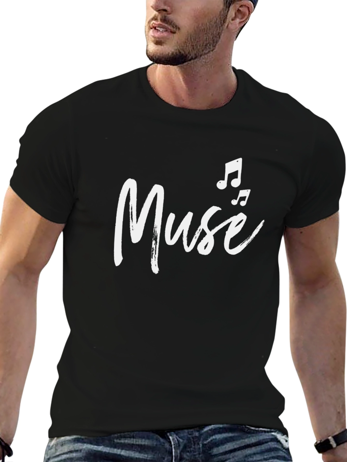 Muse Music Notes Graphic Tee - Stylish Black T-Shirt