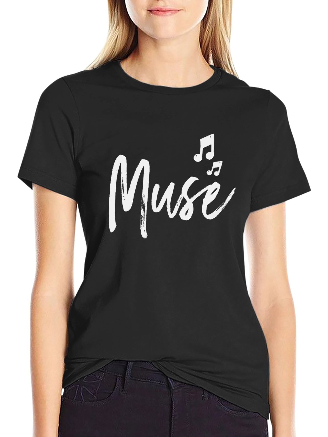 Muse Music Notes Graphic Tee - Stylish Black T-Shirt