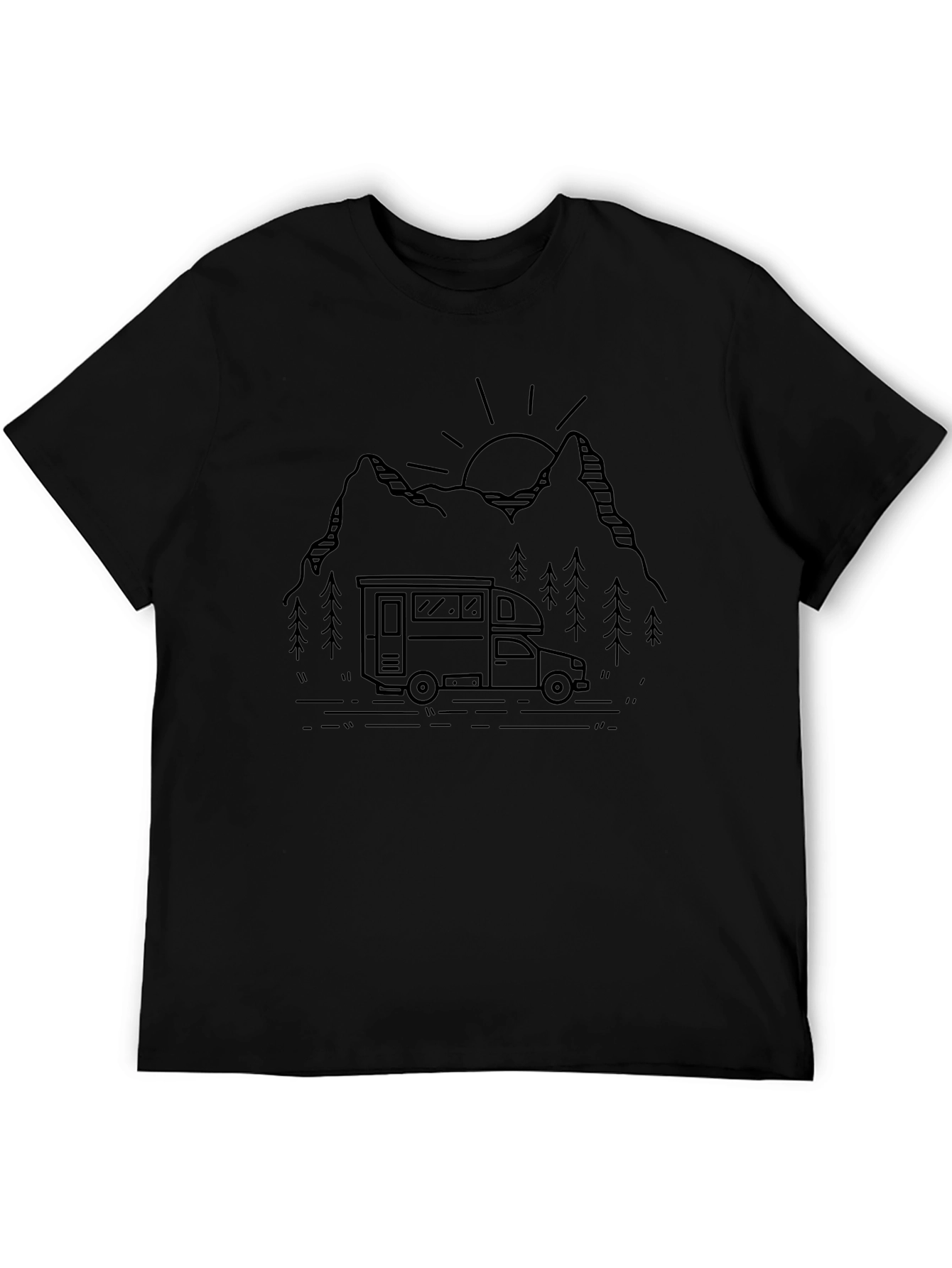 Camper Van Mountain Graphic Tee - Black