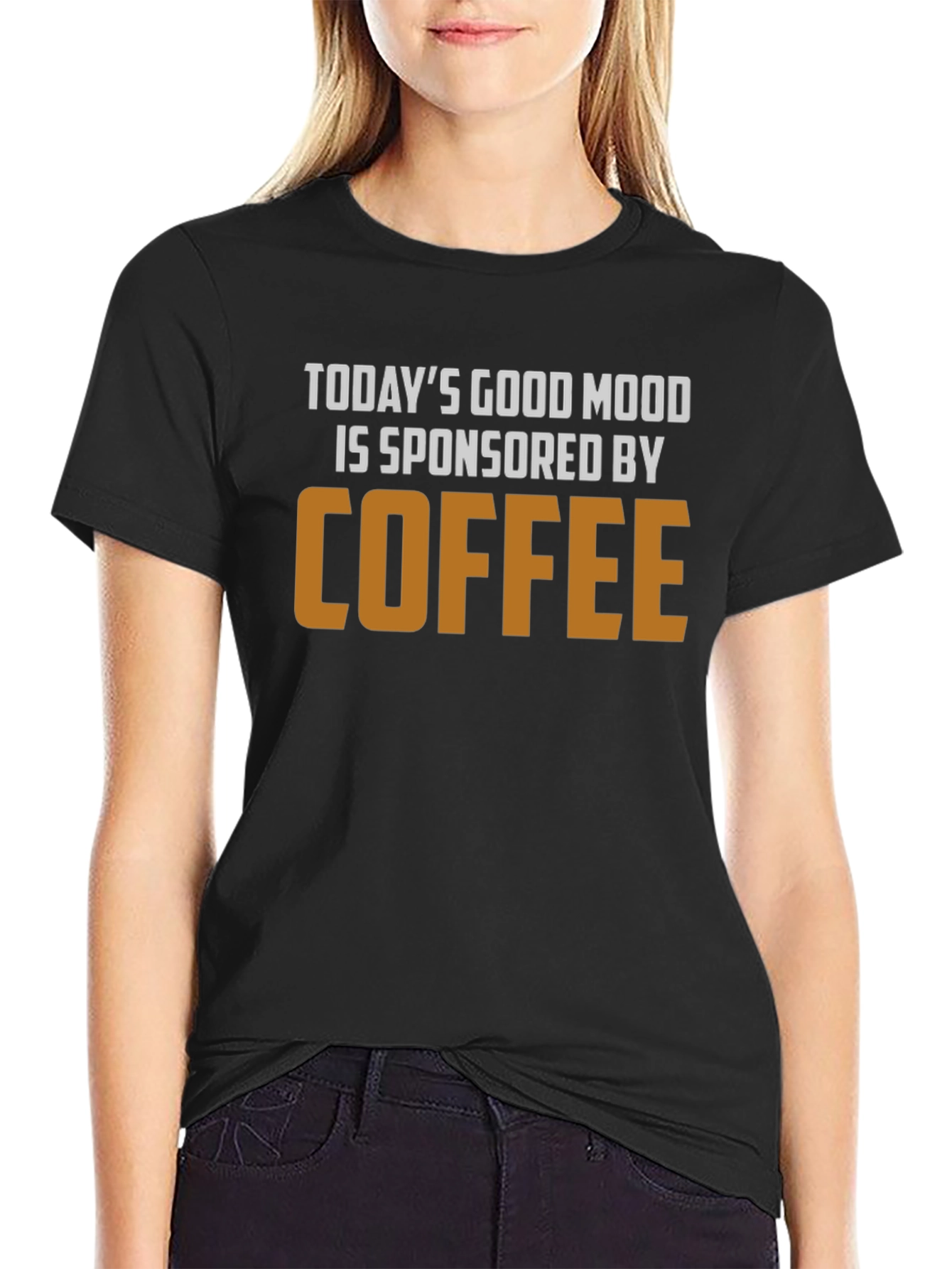 Coffee Sponsored Good Mood Black T-Shirt