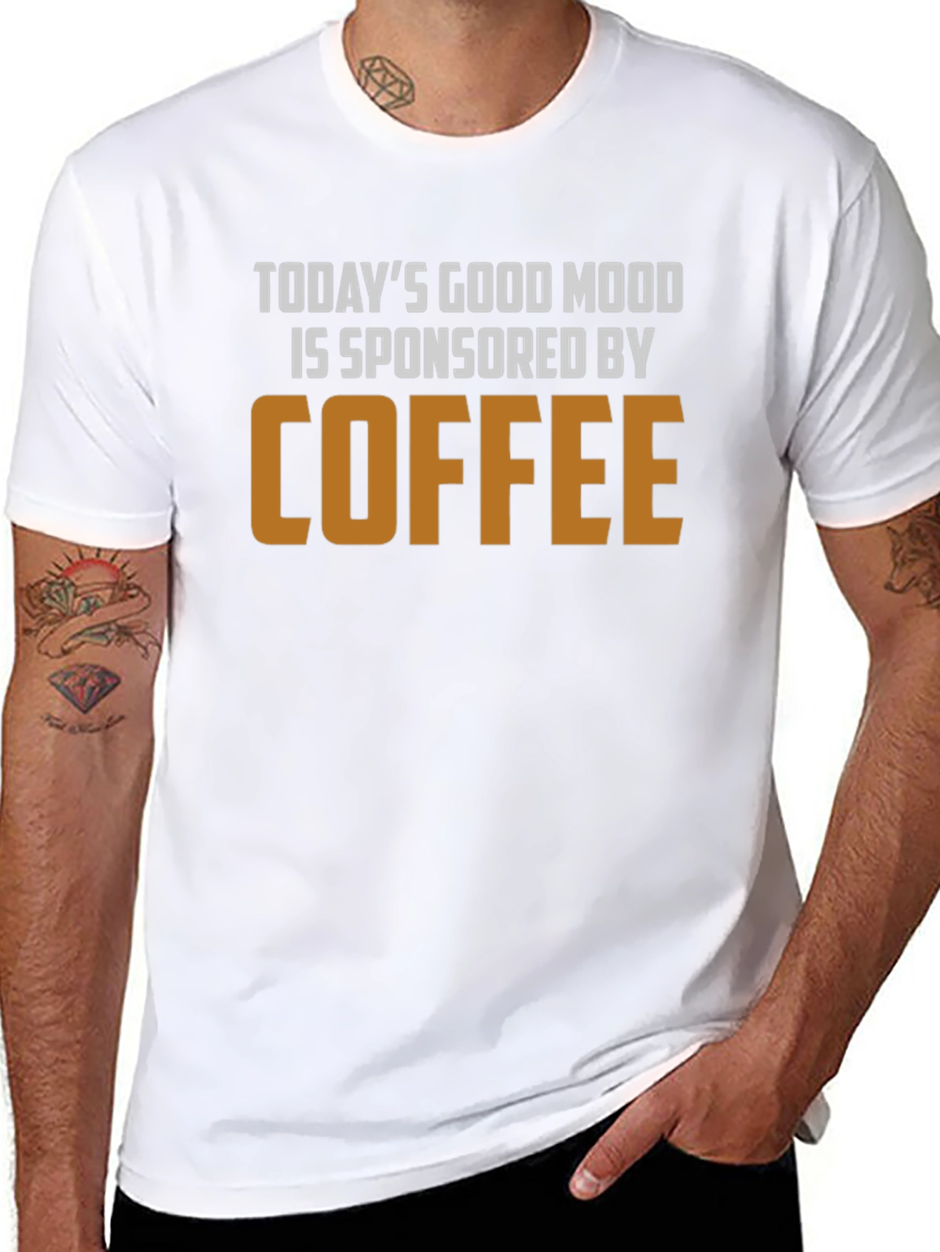 Coffee Sponsored Good Mood Black T-Shirt