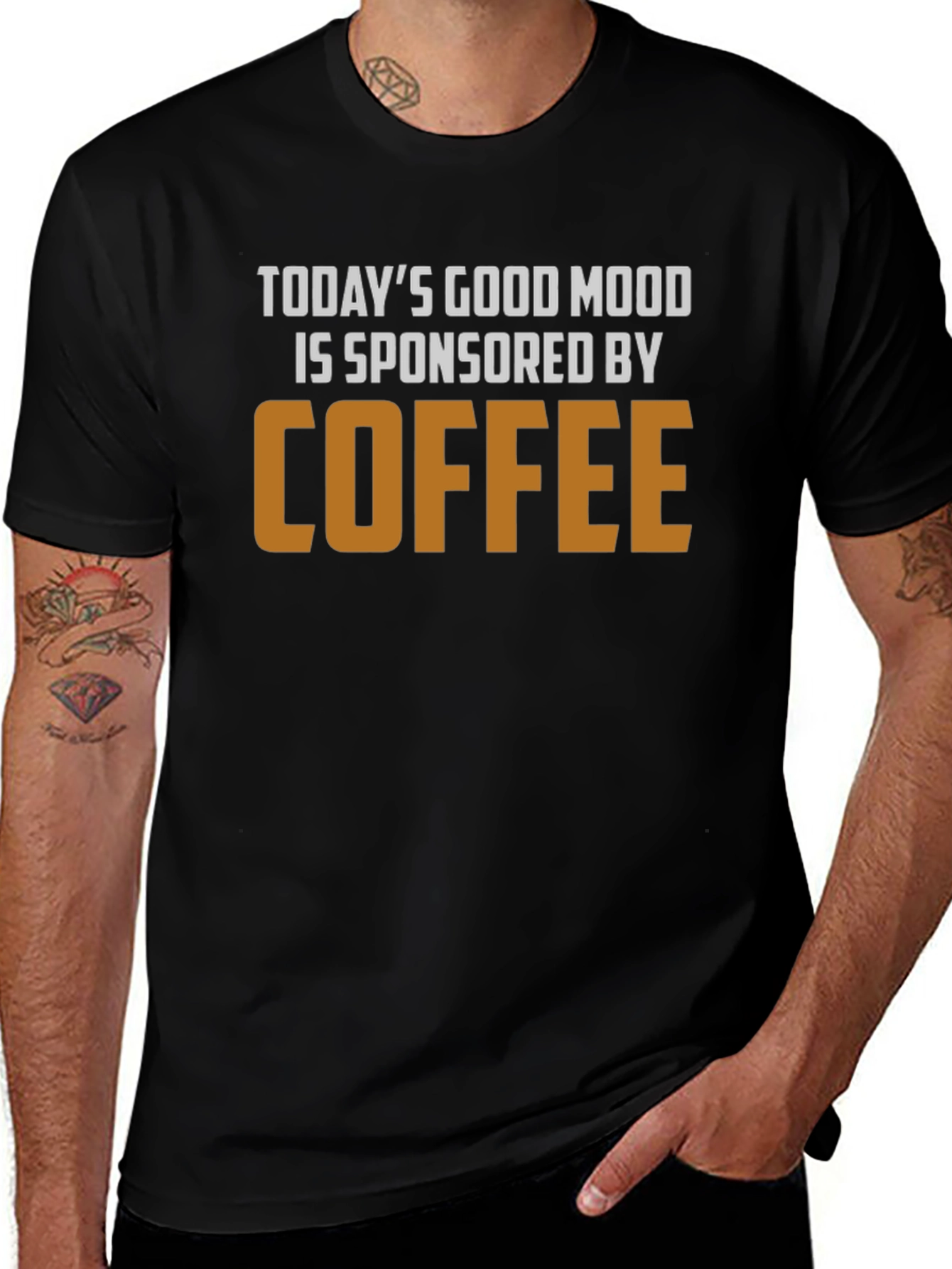 Coffee Sponsored Good Mood Black T-Shirt