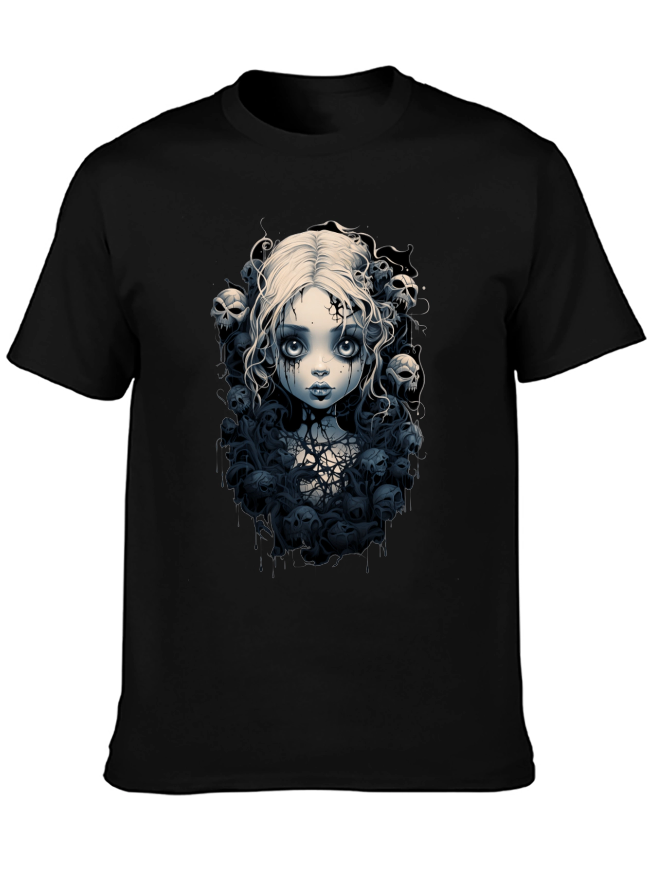 Gothic Doll T-Shirt - Skull & Cobweb Design