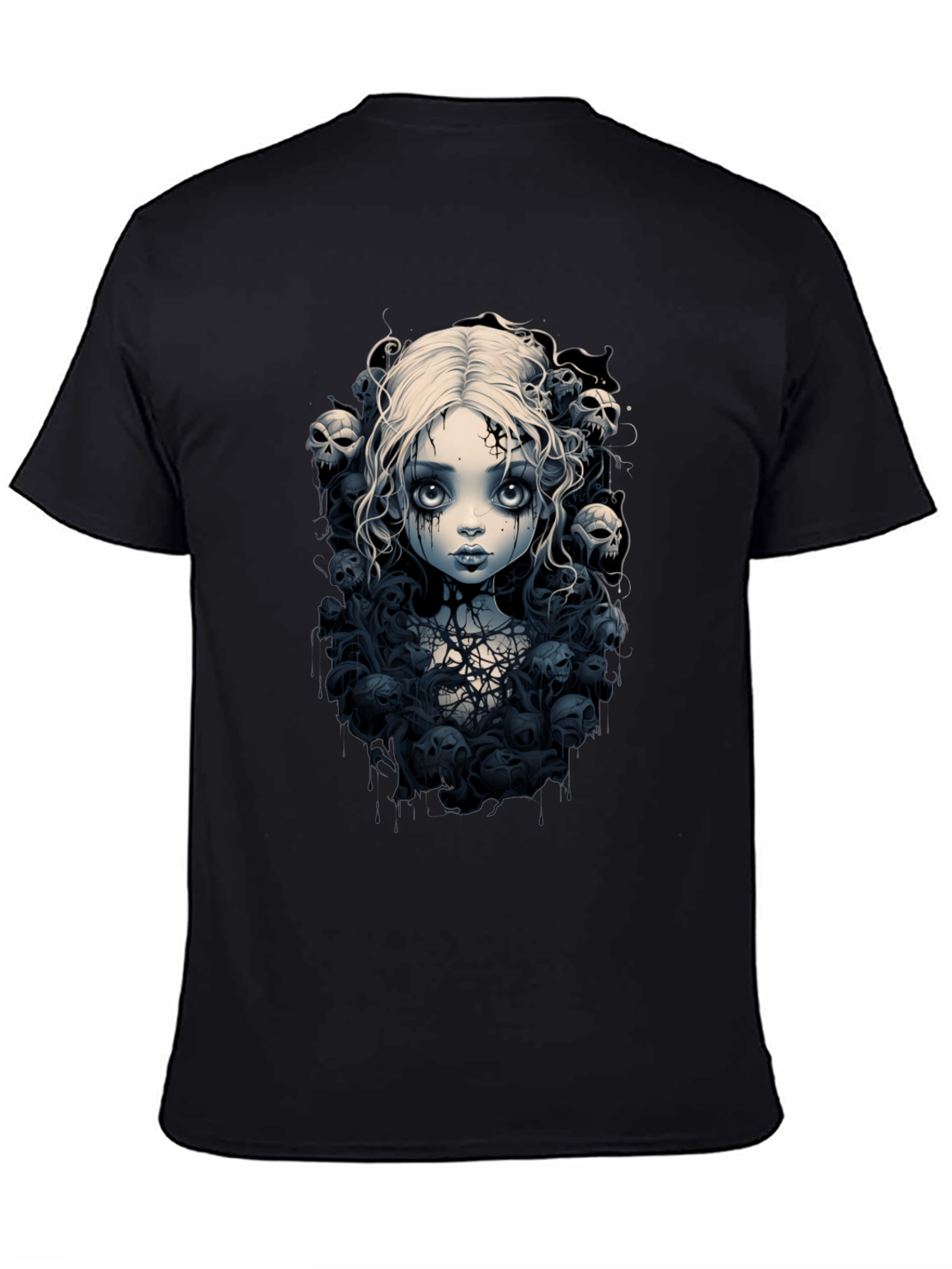 Gothic Doll T-Shirt - Skull & Cobweb Design