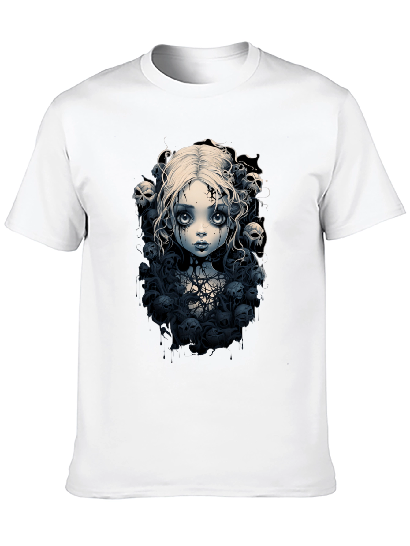 Gothic Doll T-Shirt - Skull & Cobweb Design