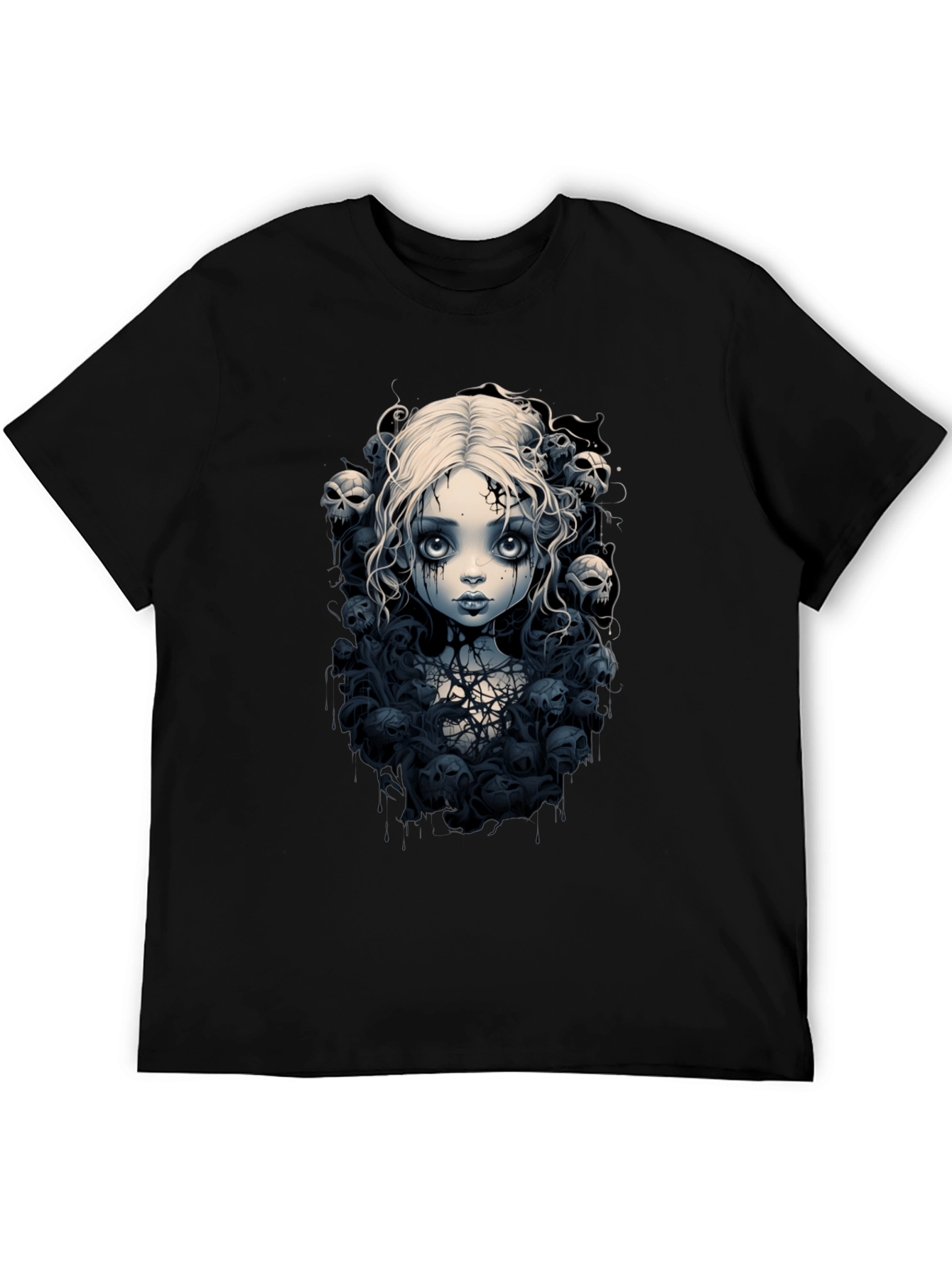 Gothic Doll T-Shirt - Skull & Cobweb Design