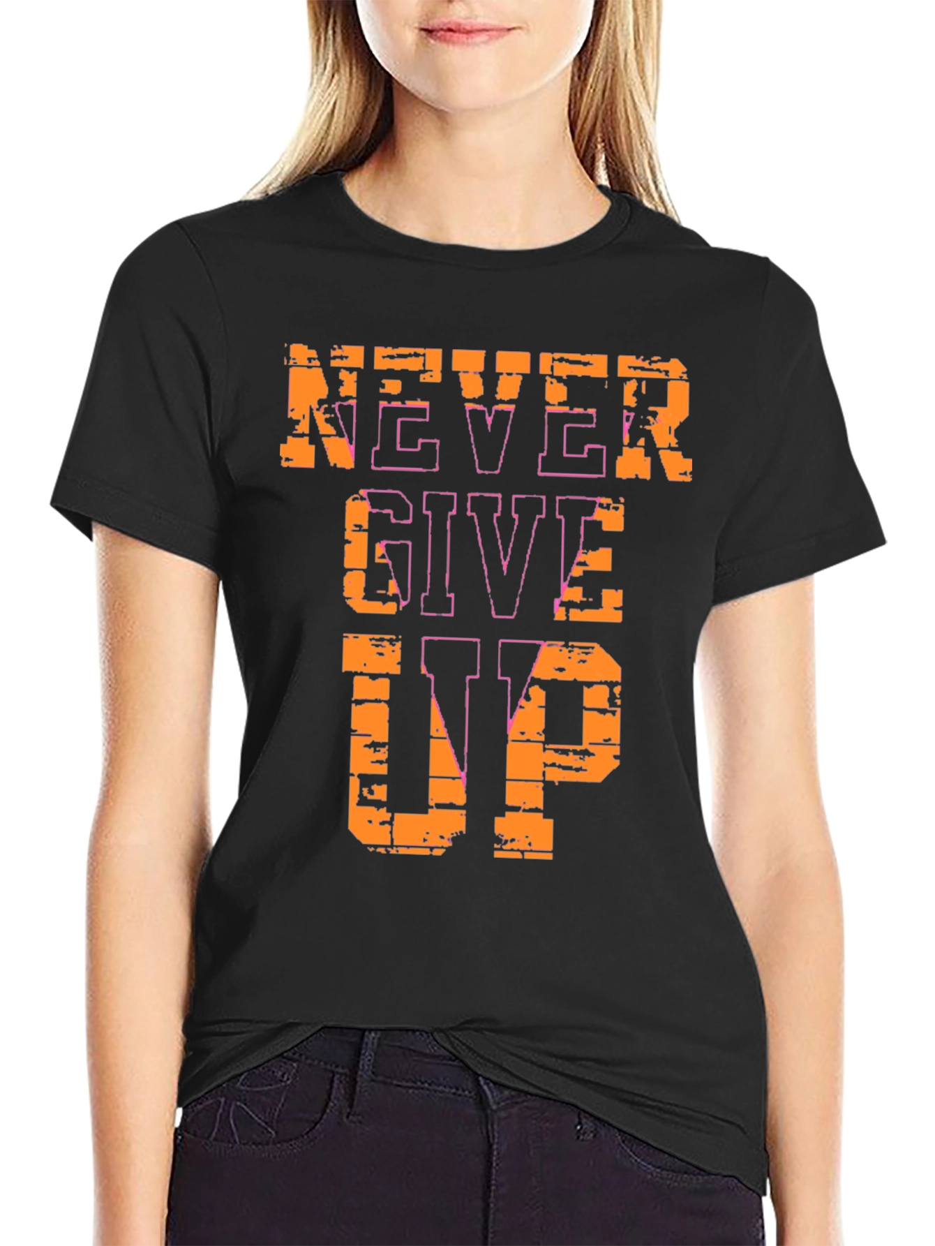 Never Give Up Graphic Tee - Motivational T-Shirt