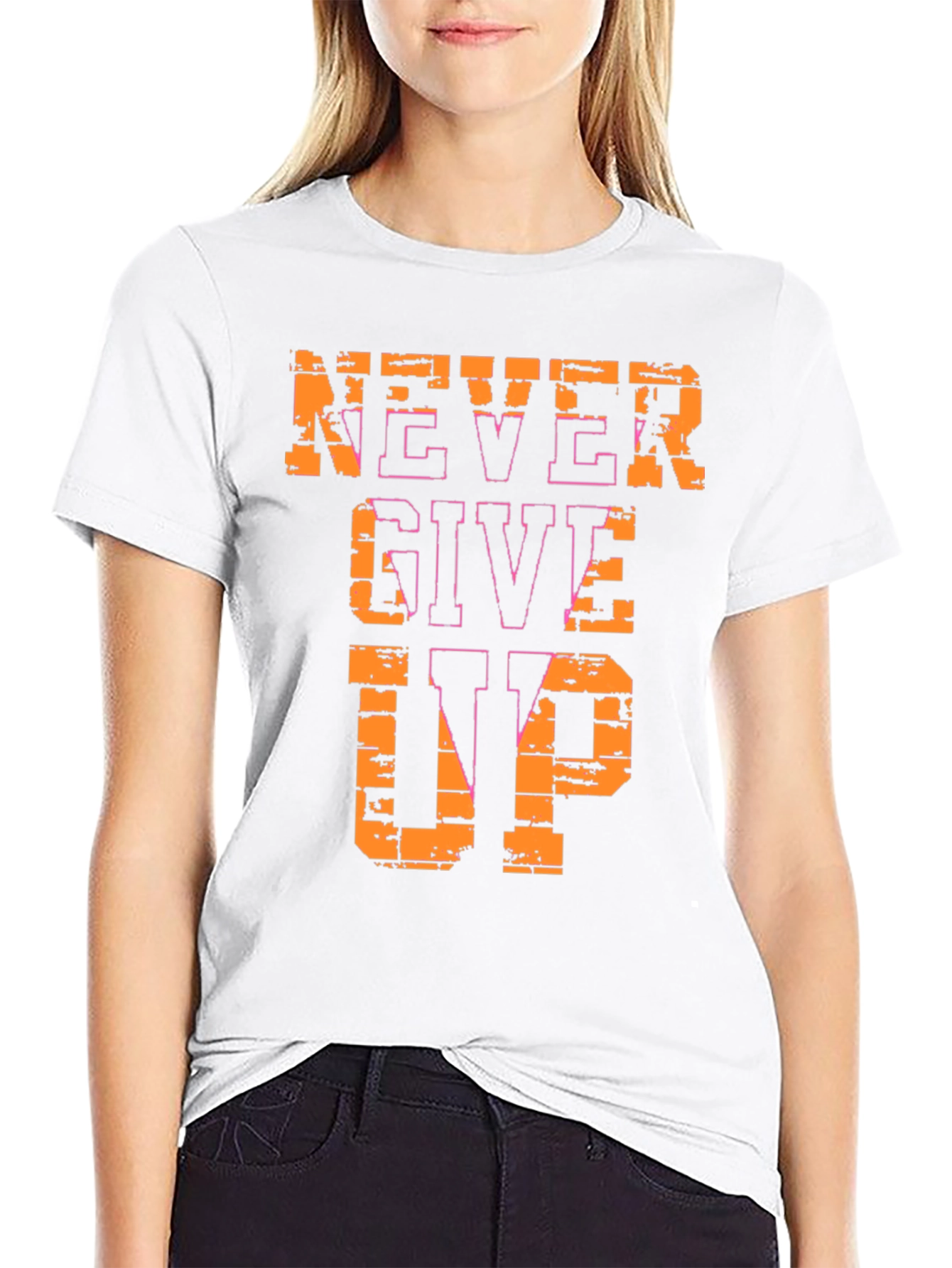 Never Give Up Graphic Tee - Motivational T-Shirt