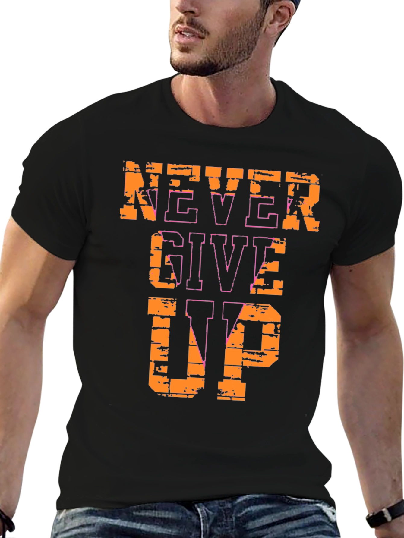 Never Give Up Graphic Tee - Motivational T-Shirt