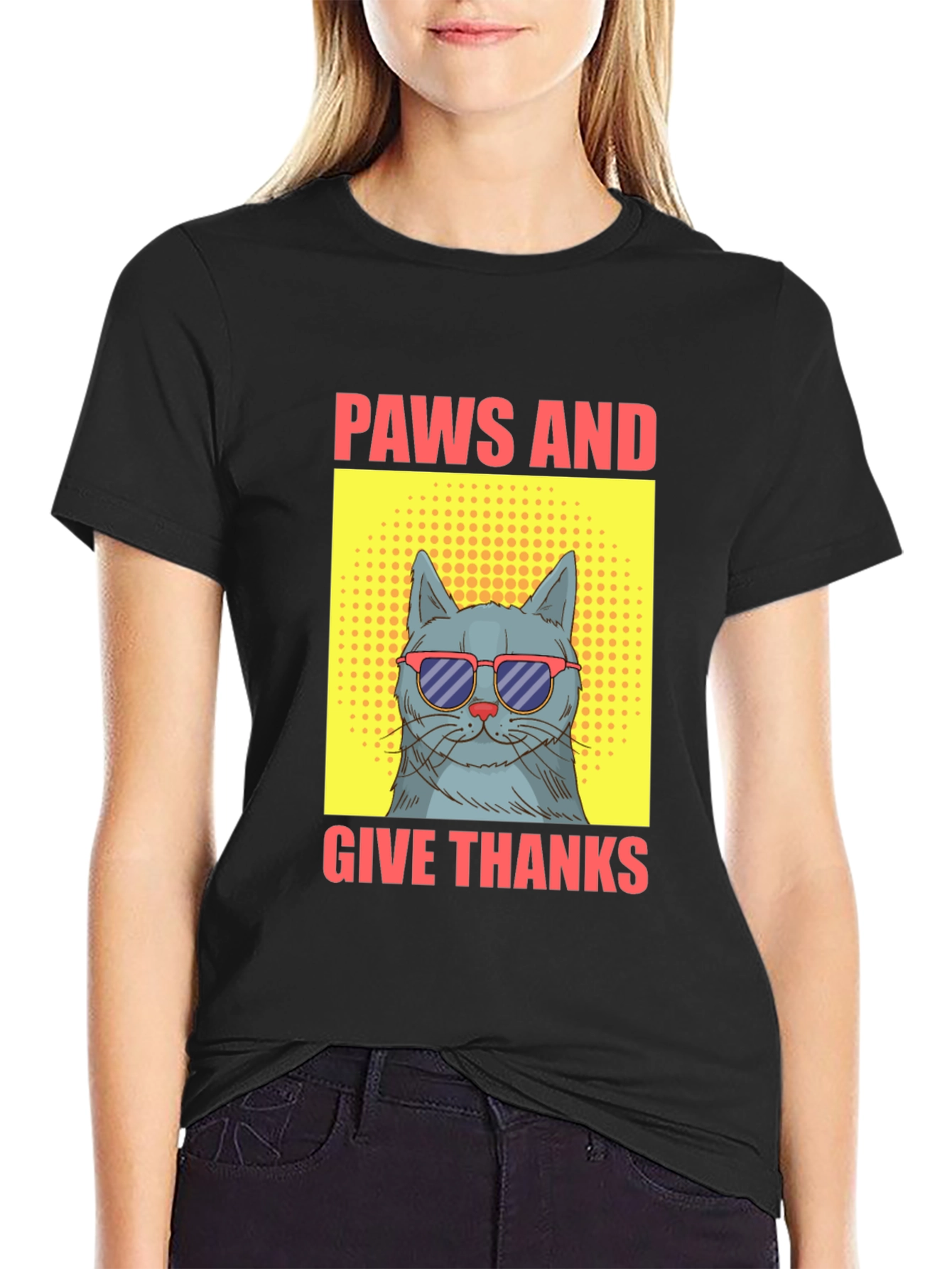 Paws and Give Thanks Cat T-Shirt