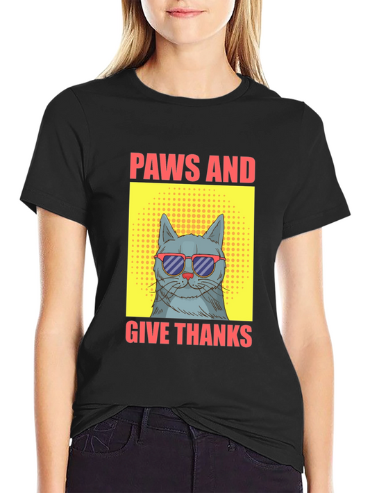 Paws and Give Thanks Cat T-Shirt