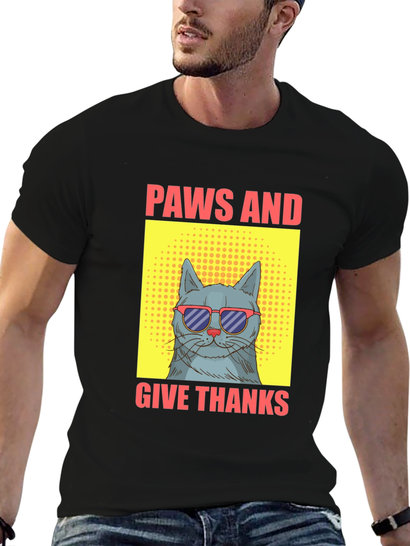 Paws and Give Thanks Cat T-Shirt
