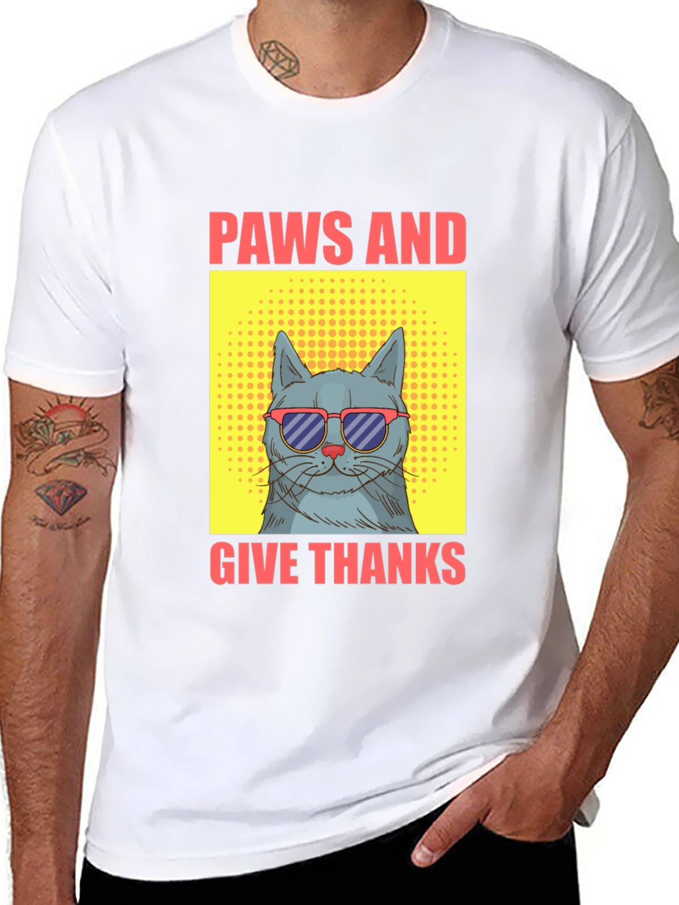 Paws and Give Thanks Cat T-Shirt