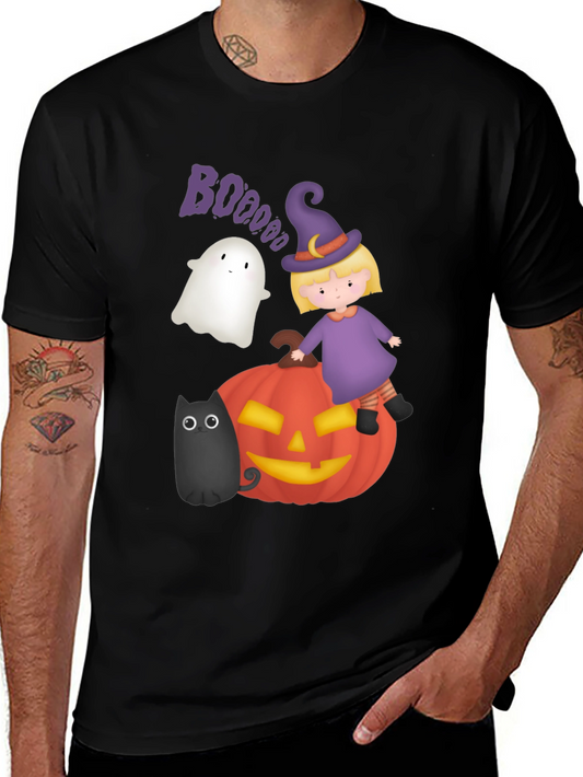 Halloween Graphic Tee - Witch Ghost Pumpkin