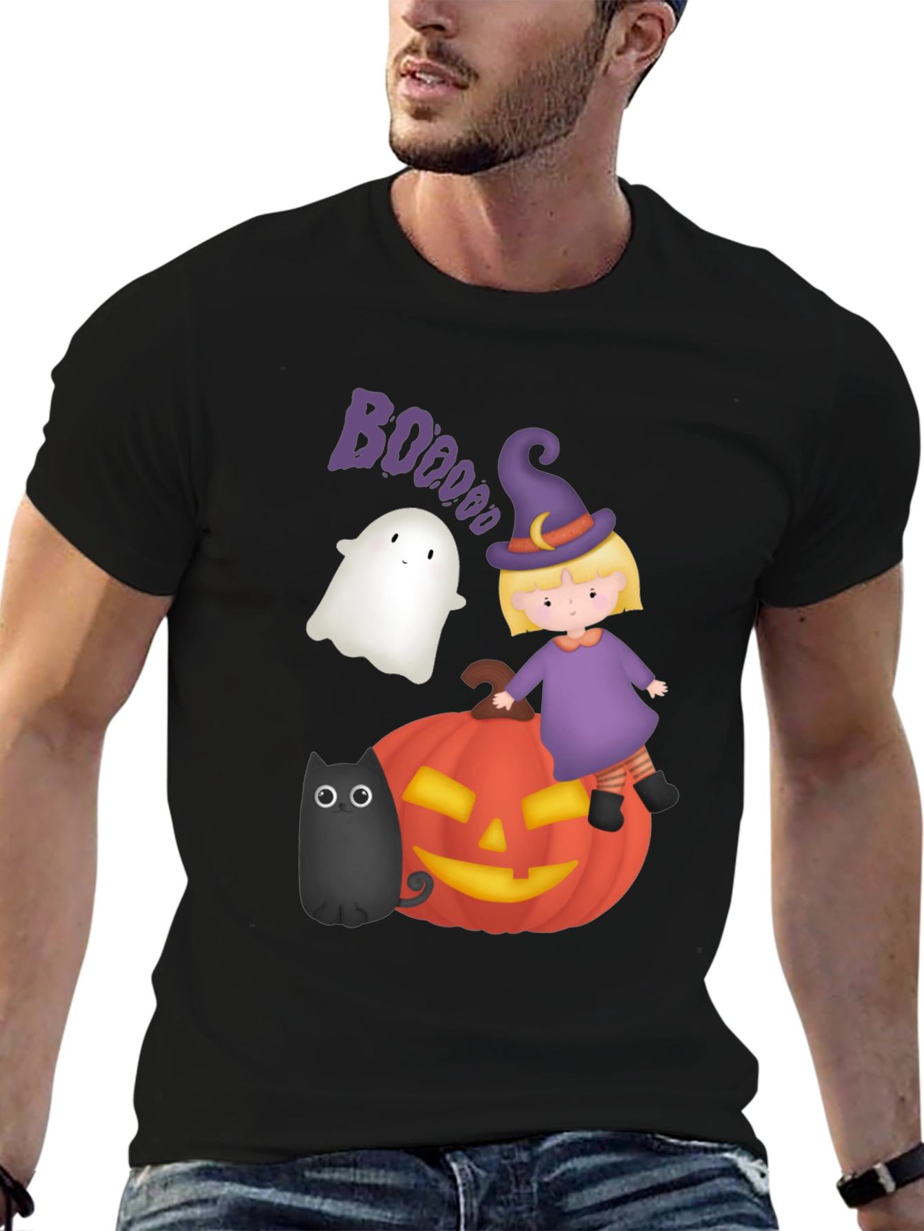 Halloween Graphic Tee - Witch Ghost Pumpkin
