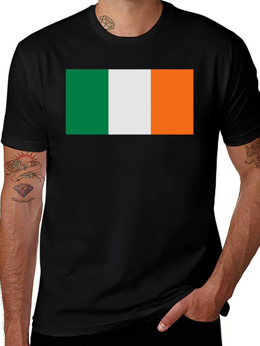 Ireland Flag Graphic Tee - Black Cotton T-Shirt